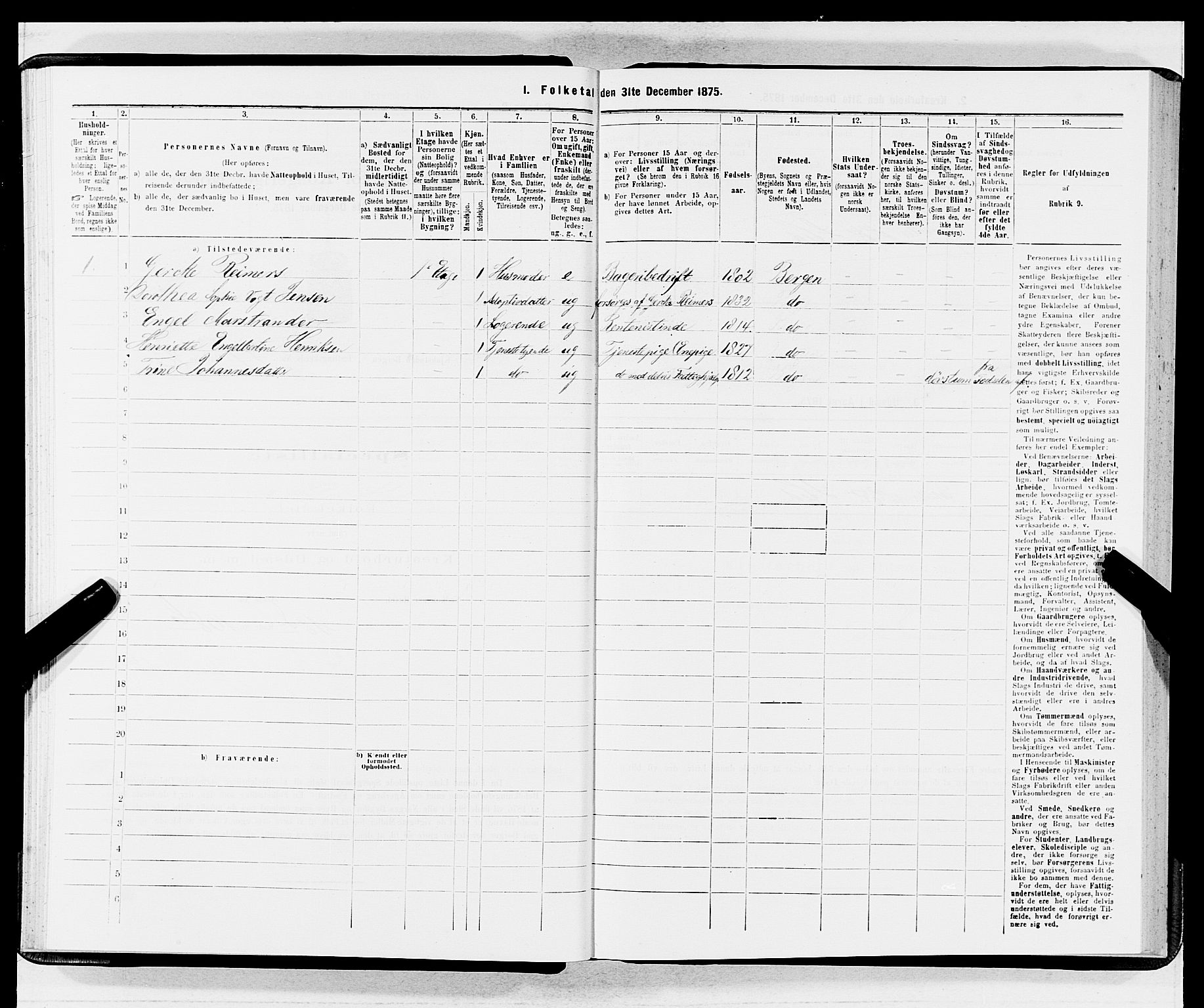 SAB, 1875 census for 1301 Bergen, 1875, p. 4154