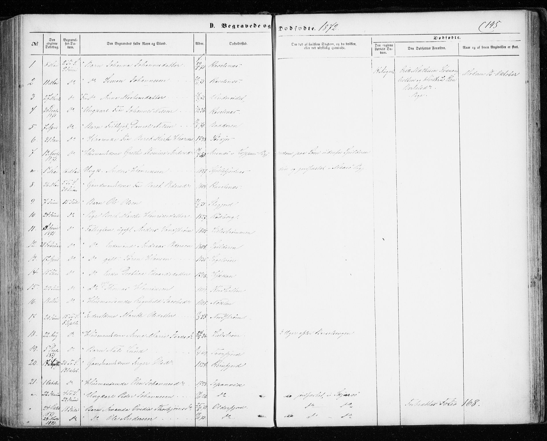 Skjervøy sokneprestkontor, SATØ/S-1300/H/Ha/Haa/L0011kirke: Parish register (official) no. 11, 1861-1877, p. 145