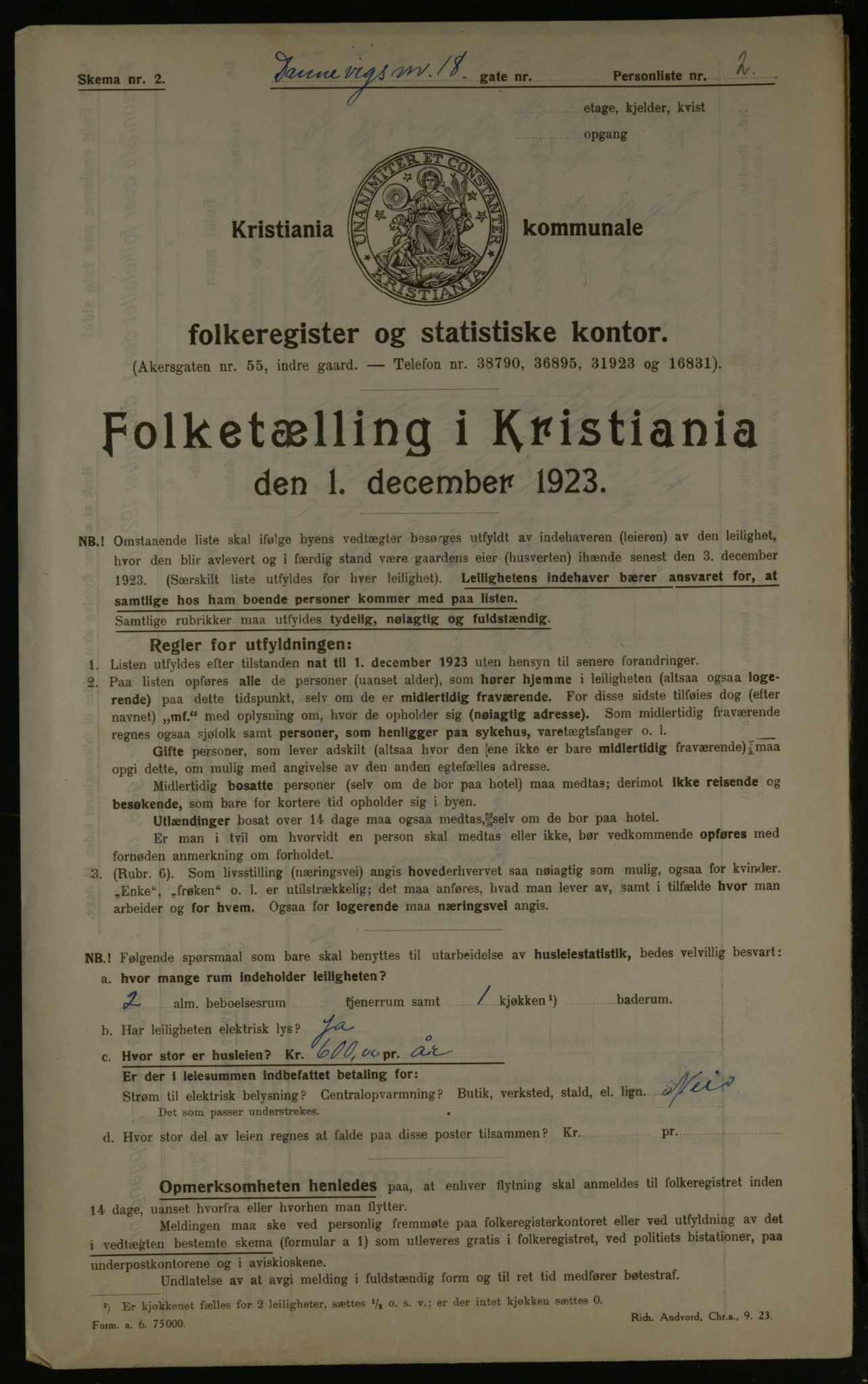 OBA, Municipal Census 1923 for Kristiania, 1923, p. 17131