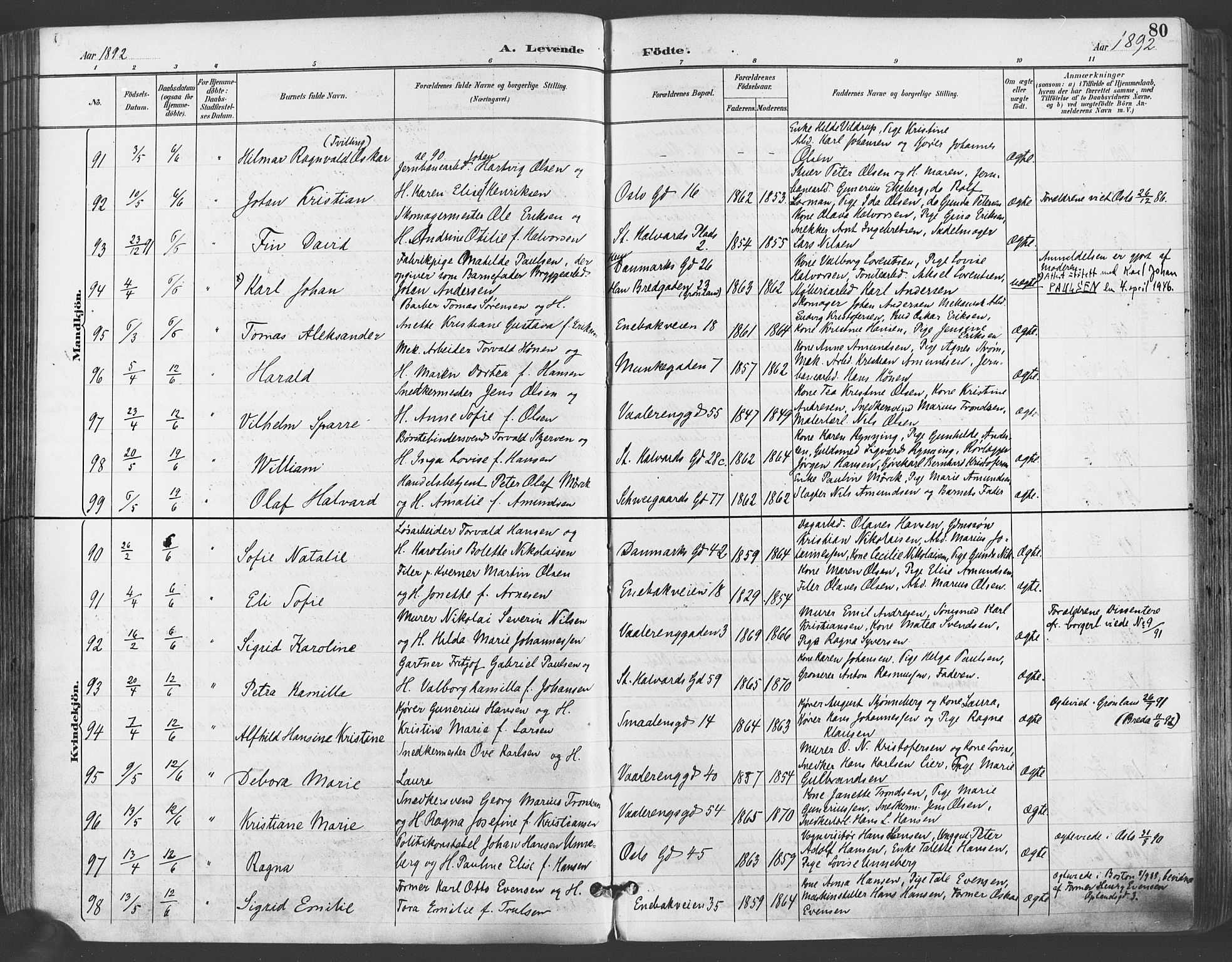 Gamlebyen prestekontor Kirkebøker, SAO/A-10884/F/Fa/L0007: Parish register (official) no. 7, 1889-1899, p. 80