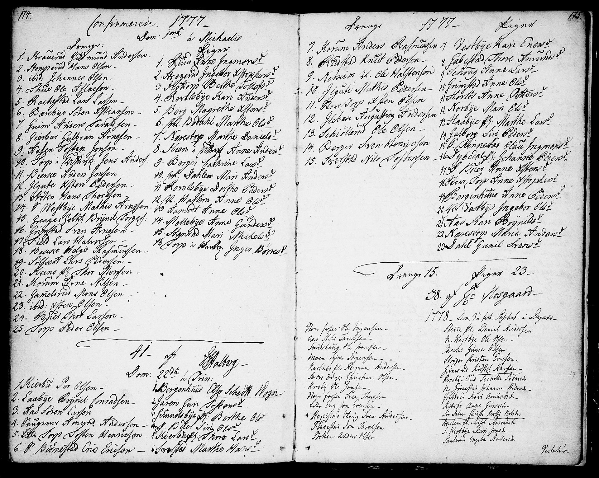Rakkestad prestekontor Kirkebøker, SAO/A-2008/F/Fa/L0004: Parish register (official) no. I 4, 1777-1783, p. 174-175