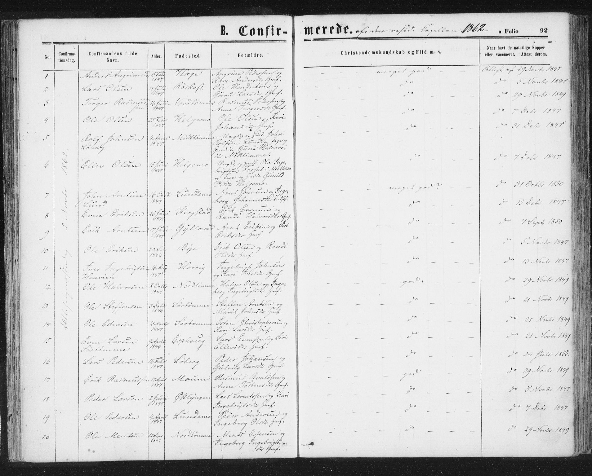 Ministerialprotokoller, klokkerbøker og fødselsregistre - Sør-Trøndelag, SAT/A-1456/692/L1104: Parish register (official) no. 692A04, 1862-1878, p. 92