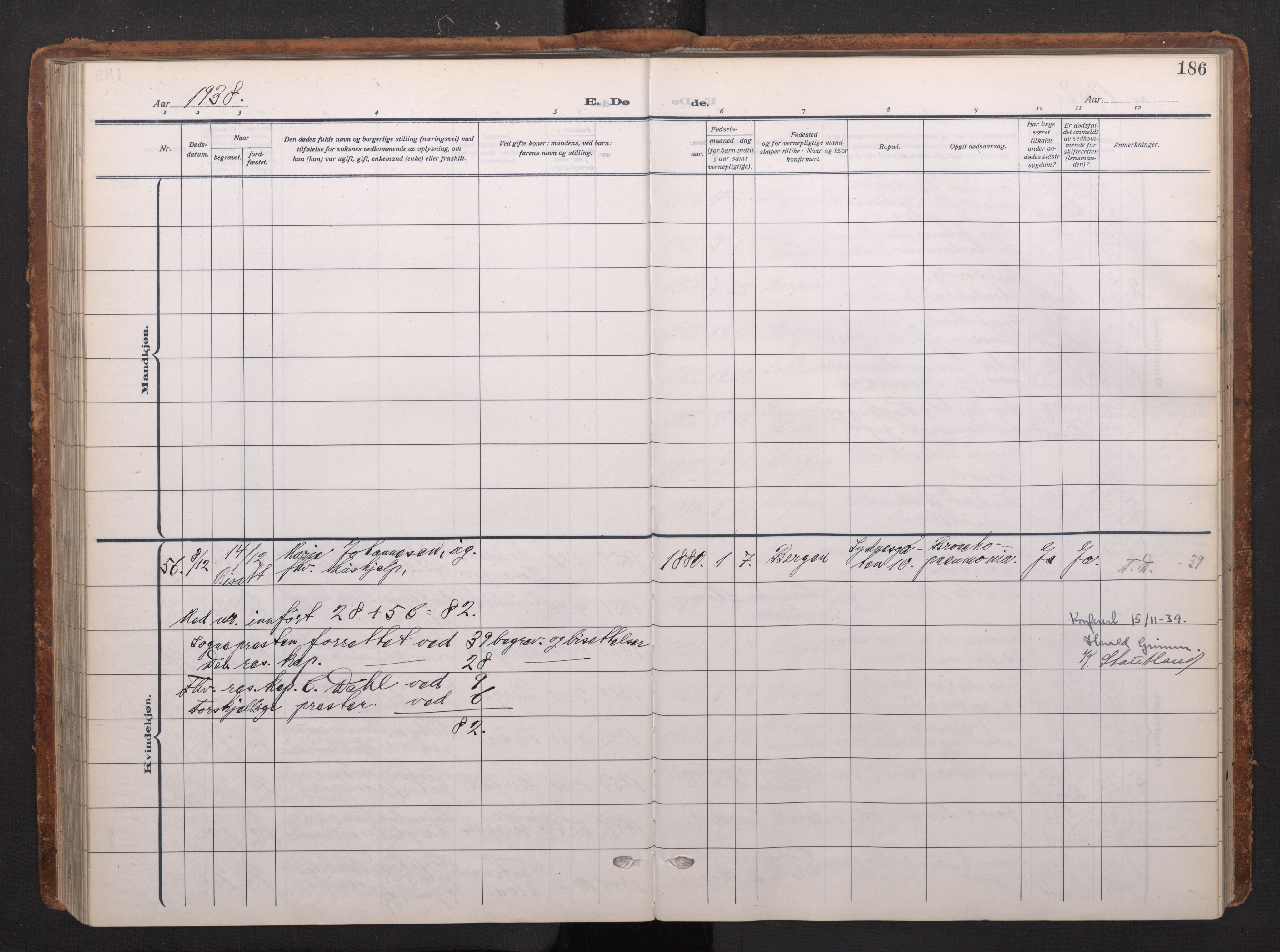 Johanneskirken sokneprestembete, AV/SAB-A-76001/H/Haa/L0020: Parish register (official) no. E 2, 1916-1951, p. 186