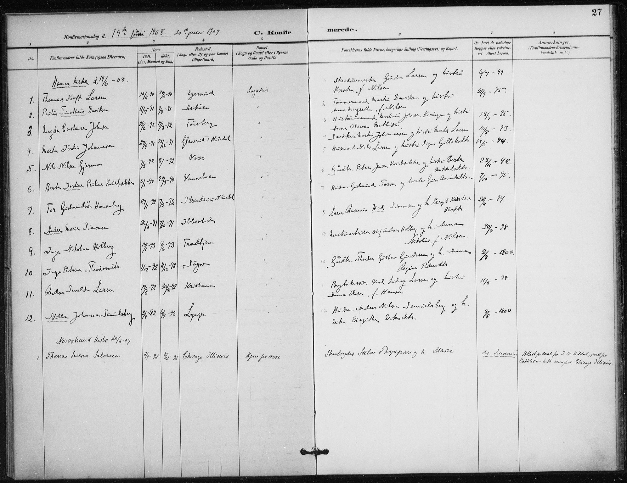 Døves menighet Oslo prestekontor kirkebøker, AV/SAO-A-11064/F/L0001: Parish register (official) no. 1, 1895-1919, p. 27