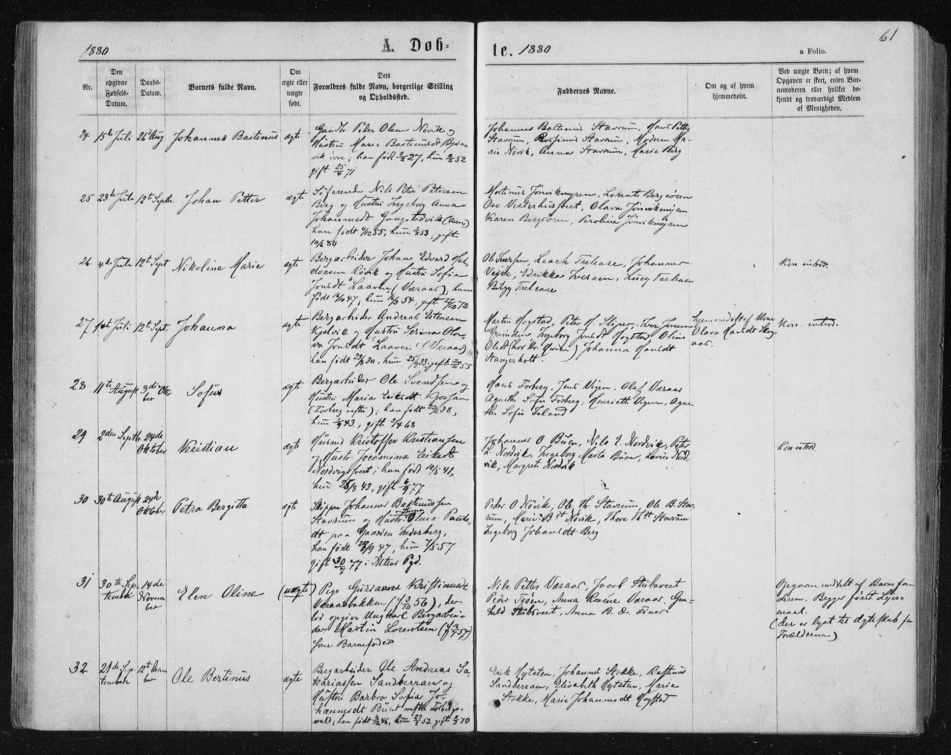 Ministerialprotokoller, klokkerbøker og fødselsregistre - Nord-Trøndelag, AV/SAT-A-1458/722/L0219: Parish register (official) no. 722A06, 1868-1880, p. 61