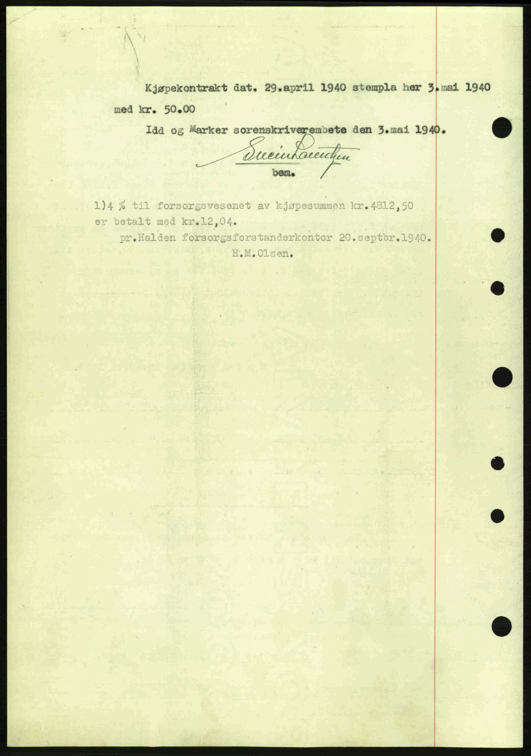 Idd og Marker sorenskriveri, AV/SAO-A-10283/G/Gb/Gbb/L0004: Mortgage book no. A4, 1940-1941, Diary no: : 427/1940
