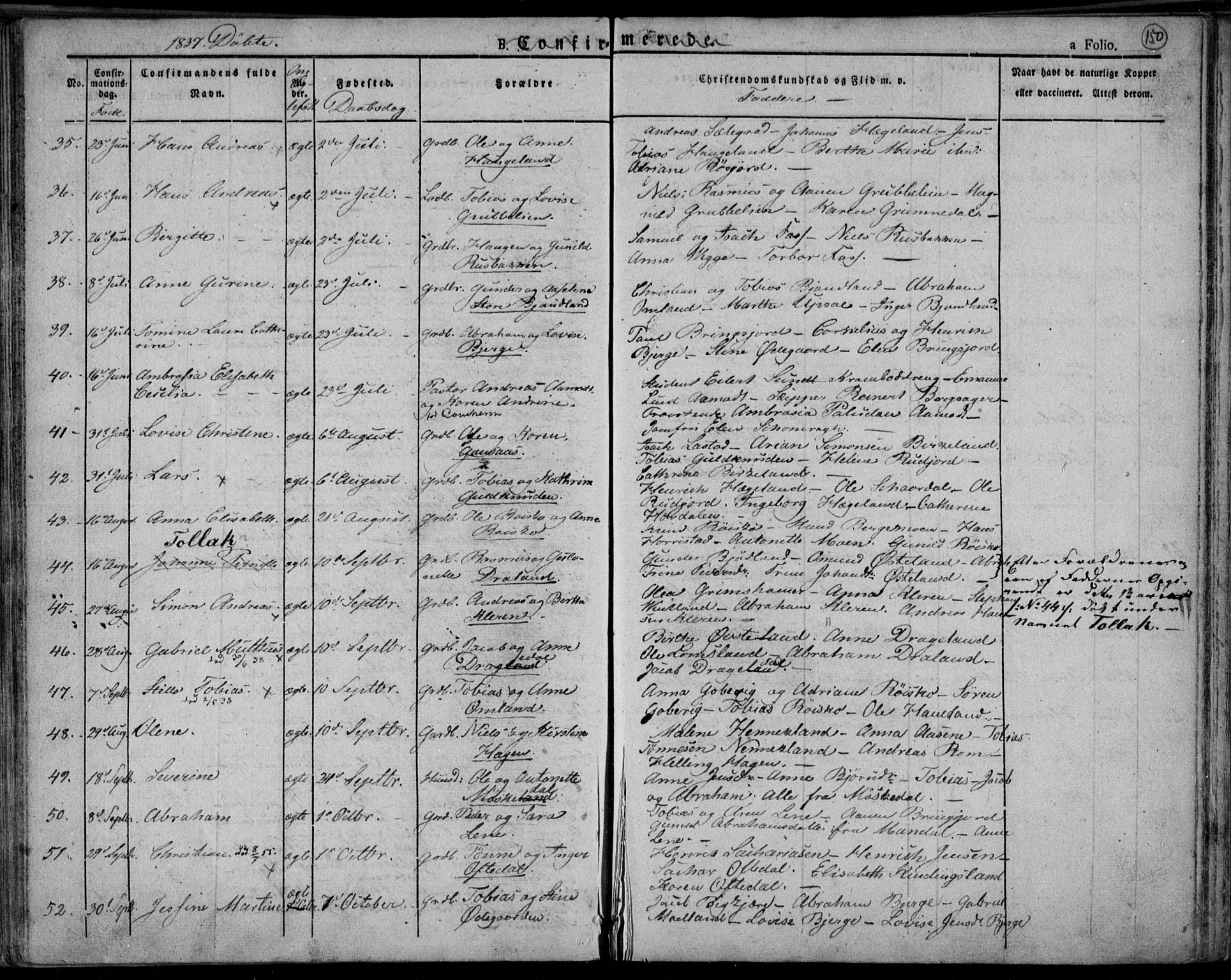 Lyngdal sokneprestkontor, AV/SAK-1111-0029/F/Fa/Fac/L0007: Parish register (official) no. A 7, 1825-1838, p. 150