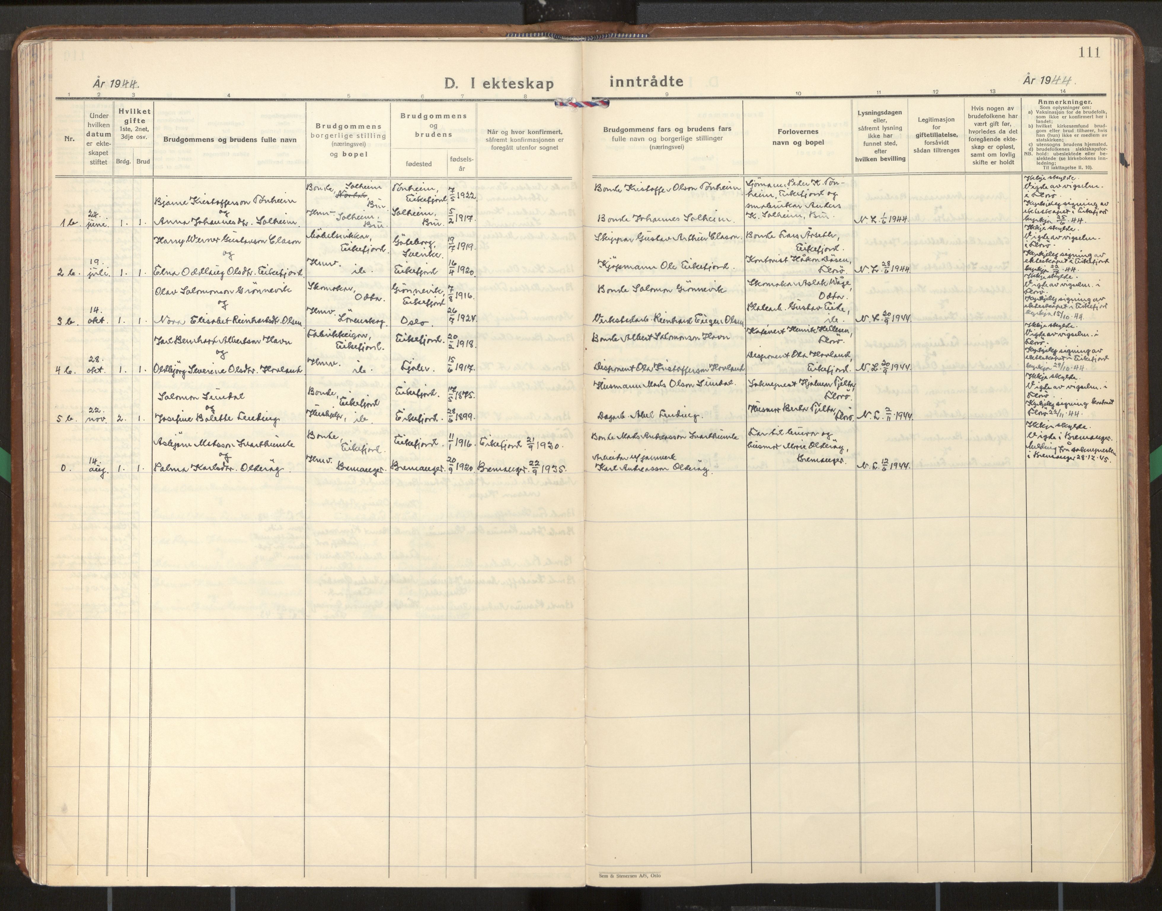 Kinn sokneprestembete, AV/SAB-A-80801/H/Haa/Haae/L0003: Parish register (official) no. E 3, 1937-1955, p. 111