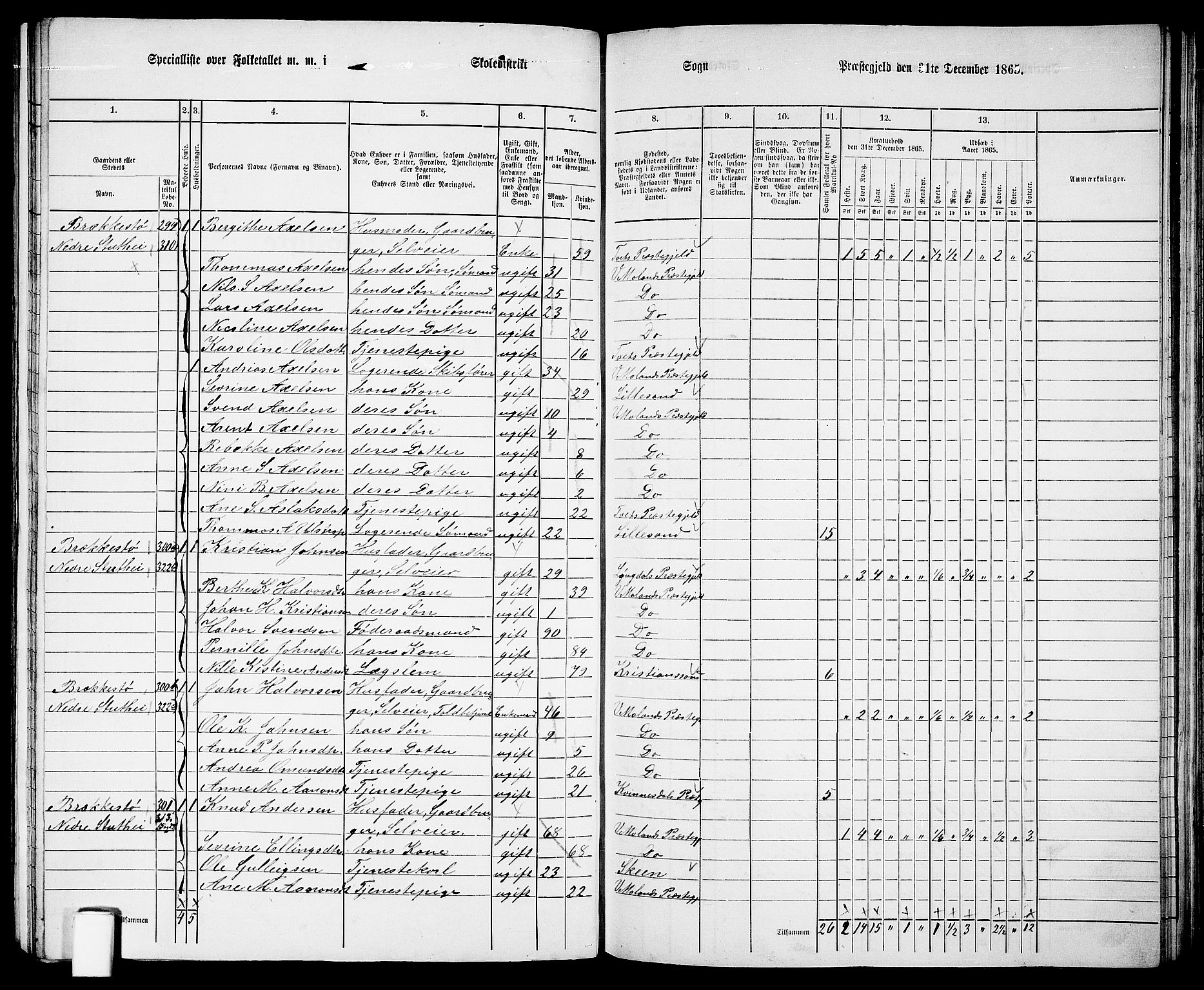 RA, 1865 census for Vestre Moland/Vestre Moland, 1865, p. 17