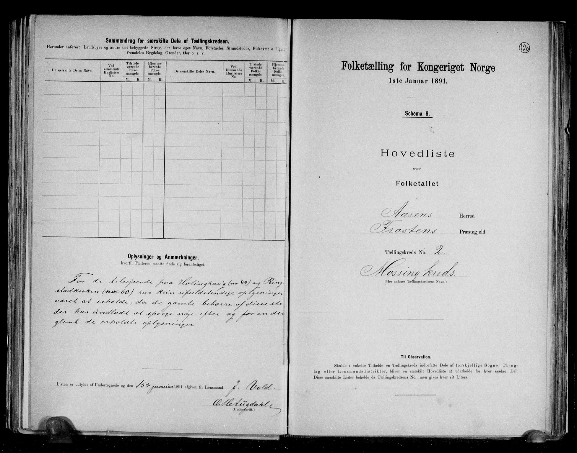 RA, 1891 census for 1716 Åsen, 1891, p. 7