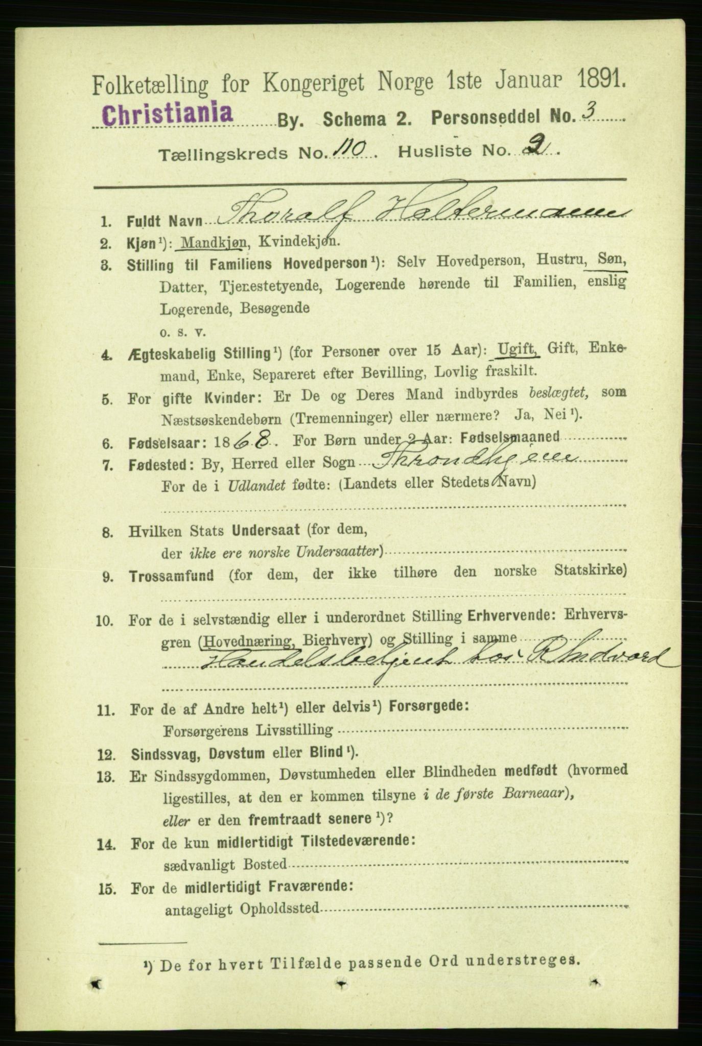 RA, 1891 census for 0301 Kristiania, 1891, p. 57126