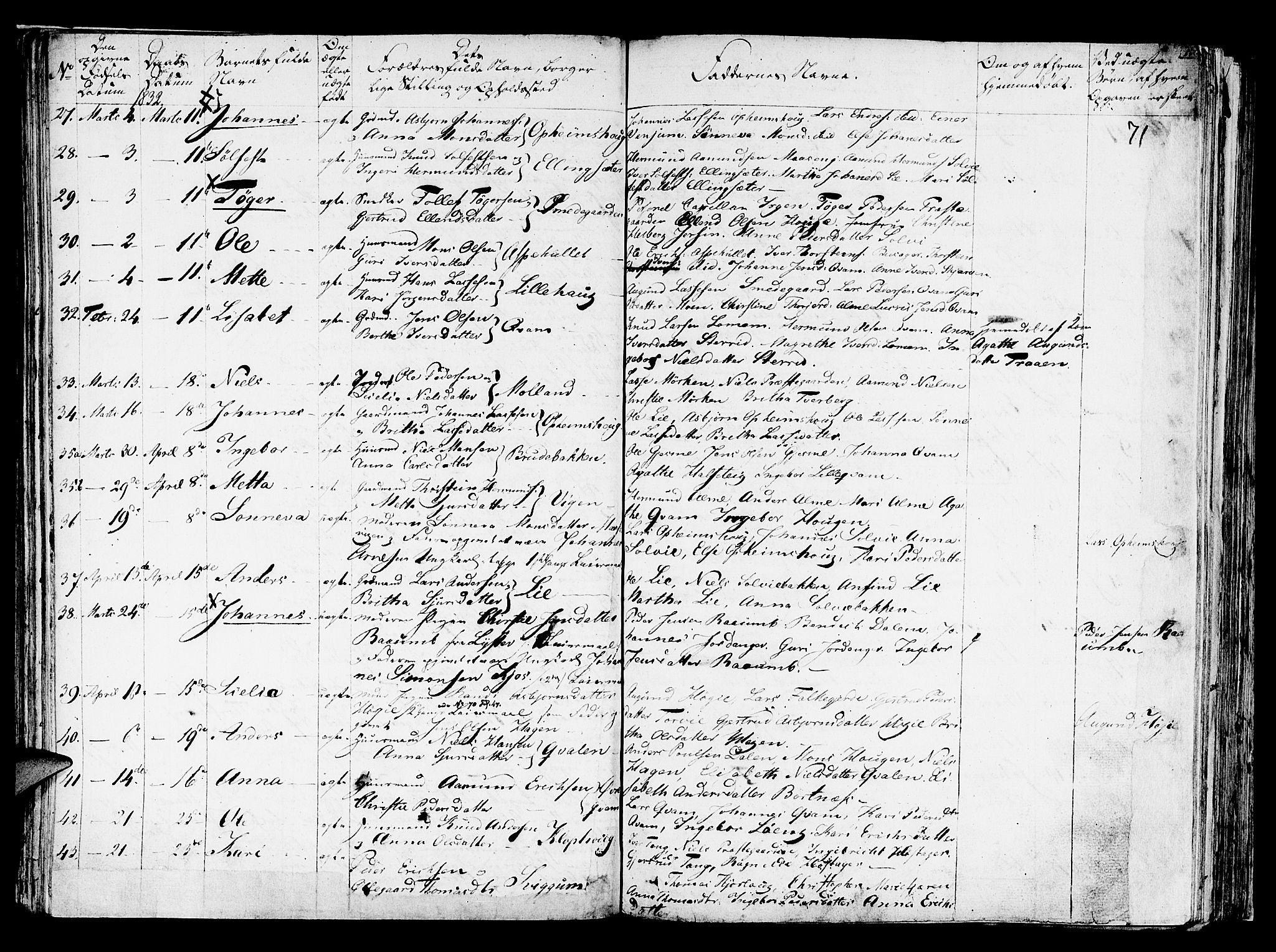 Hafslo sokneprestembete, SAB/A-80301/H/Haa/Haaa/L0004: Parish register (official) no. A 4, 1821-1834, p. 71