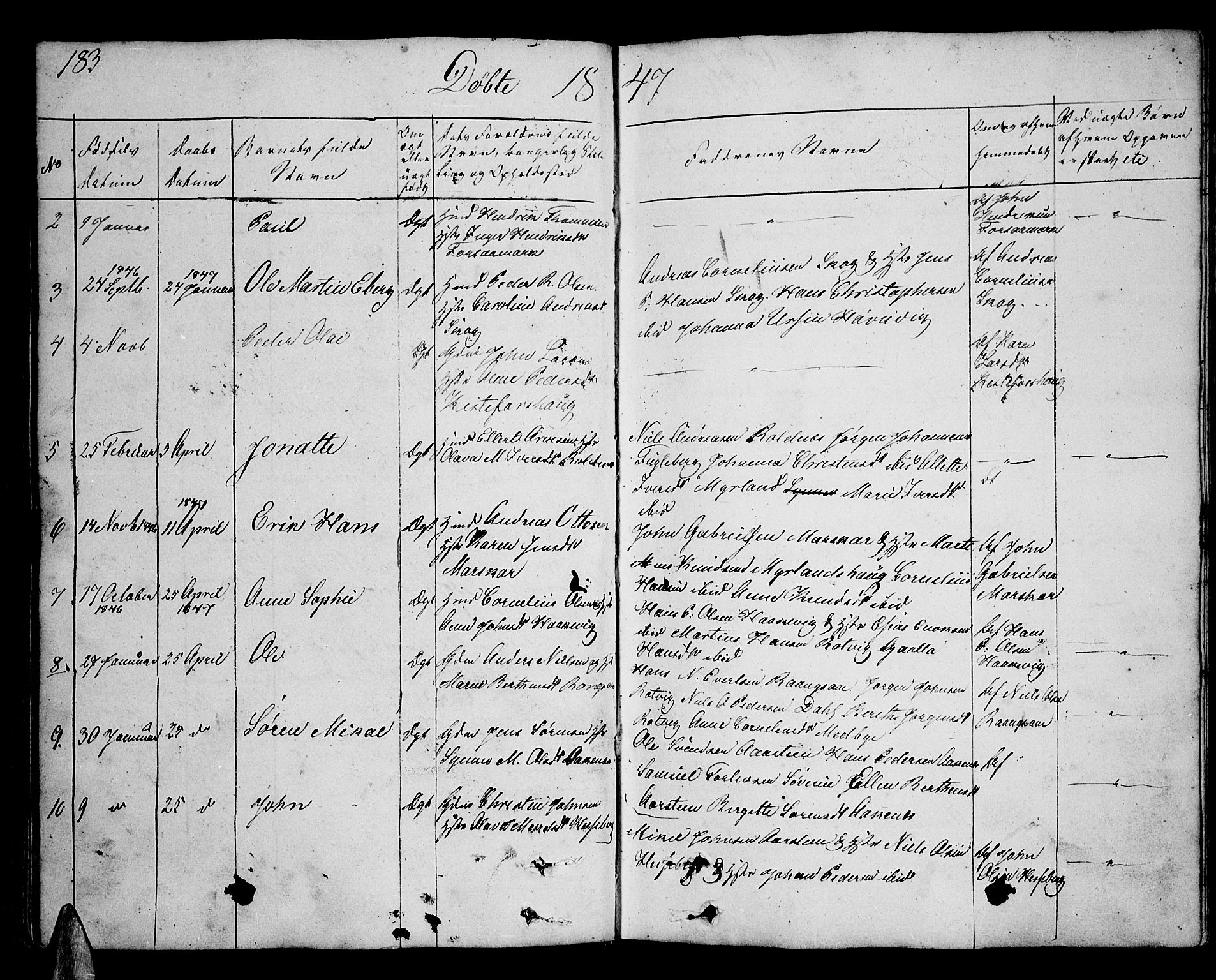 Ibestad sokneprestembete, AV/SATØ-S-0077/H/Ha/Hab/L0003klokker: Parish register (copy) no. 3, 1833-1852, p. 183