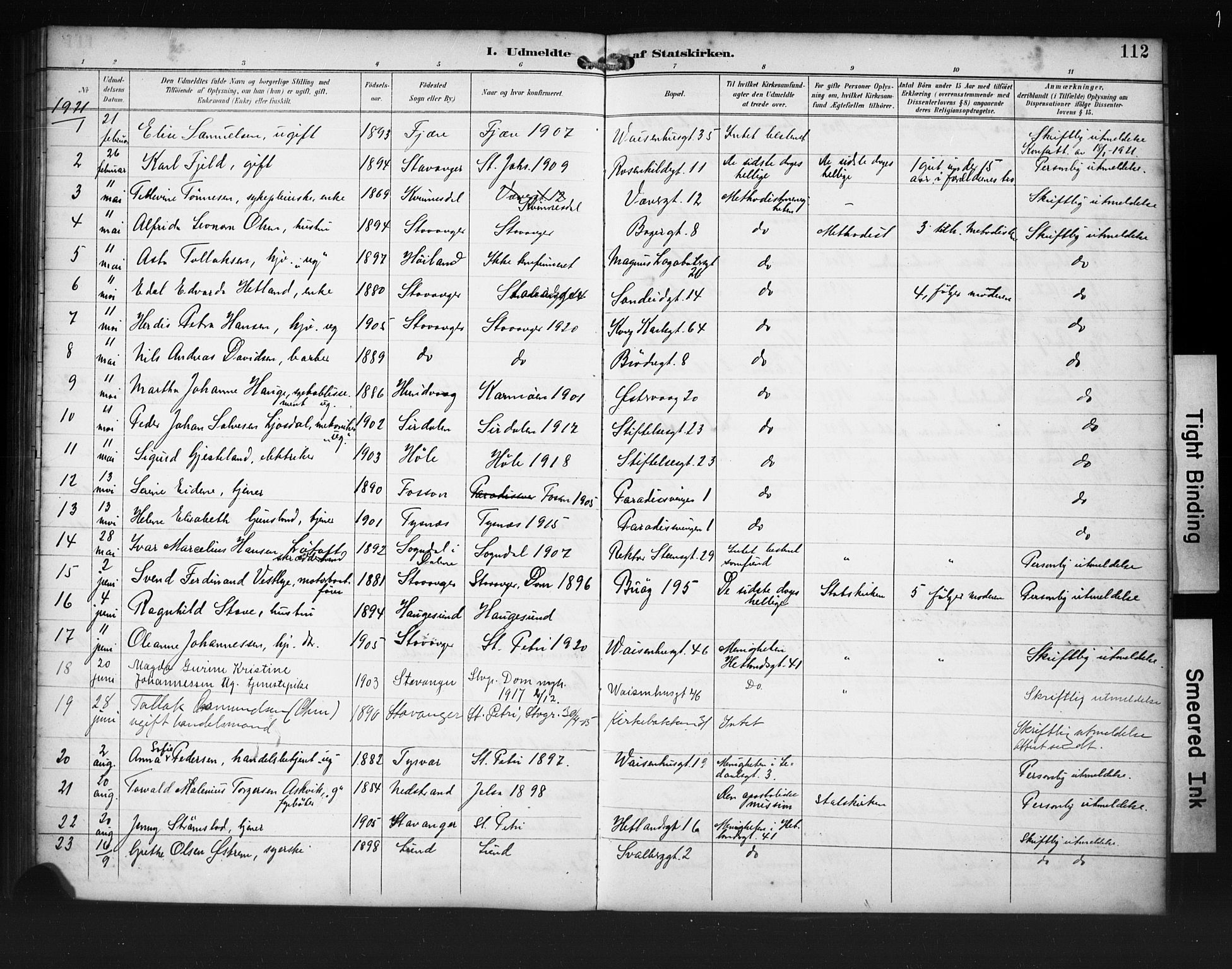 St. Petri sokneprestkontor, AV/SAST-A-101813/001/30/30BA/L0020: Parish register (official) no. A 18, 1893-1928, p. 112