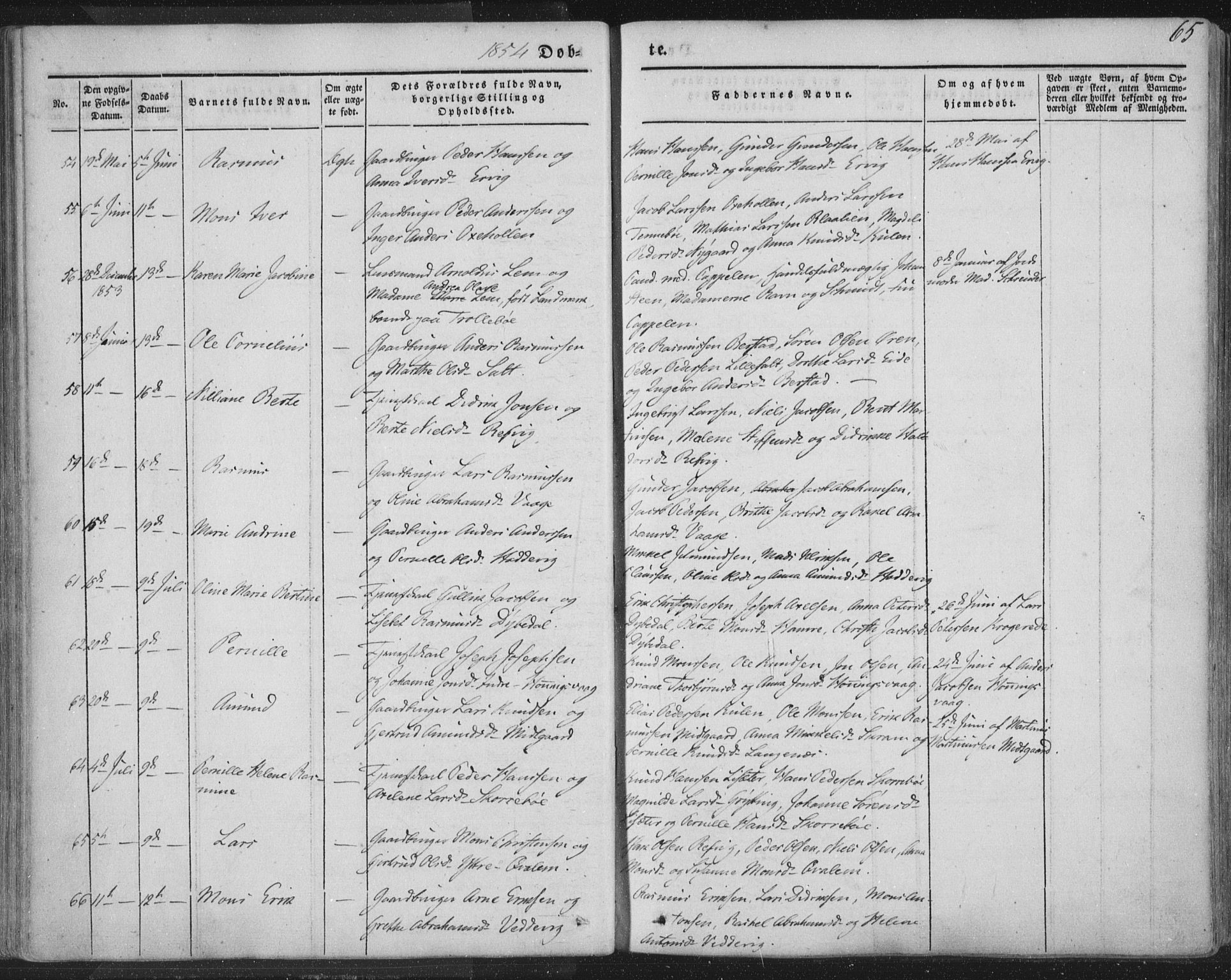 Selje sokneprestembete, AV/SAB-A-99938/H/Ha/Haa/Haaa: Parish register (official) no. A 10, 1844-1858, p. 65