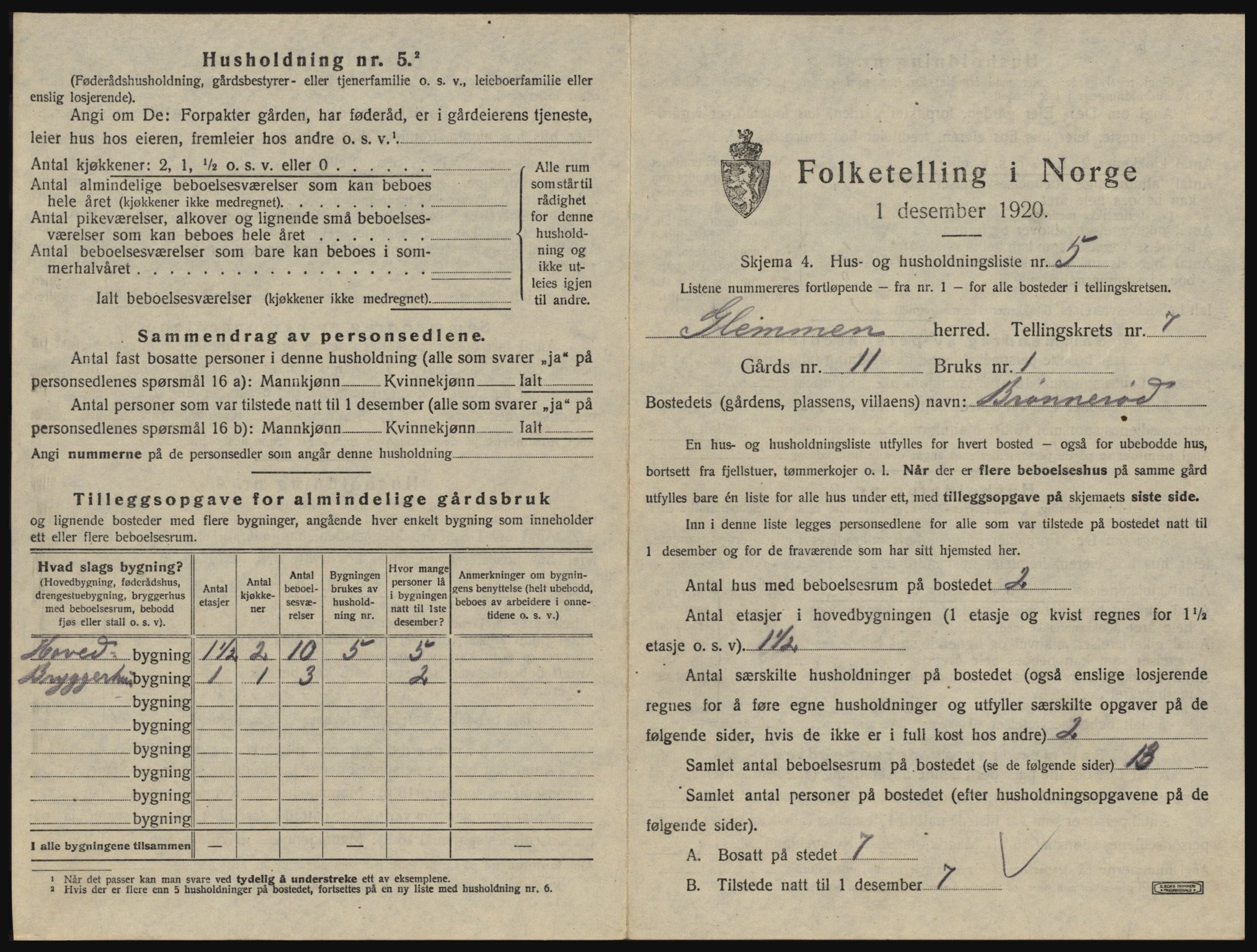 SAO, 1920 census for Glemmen, 1920, p. 2763