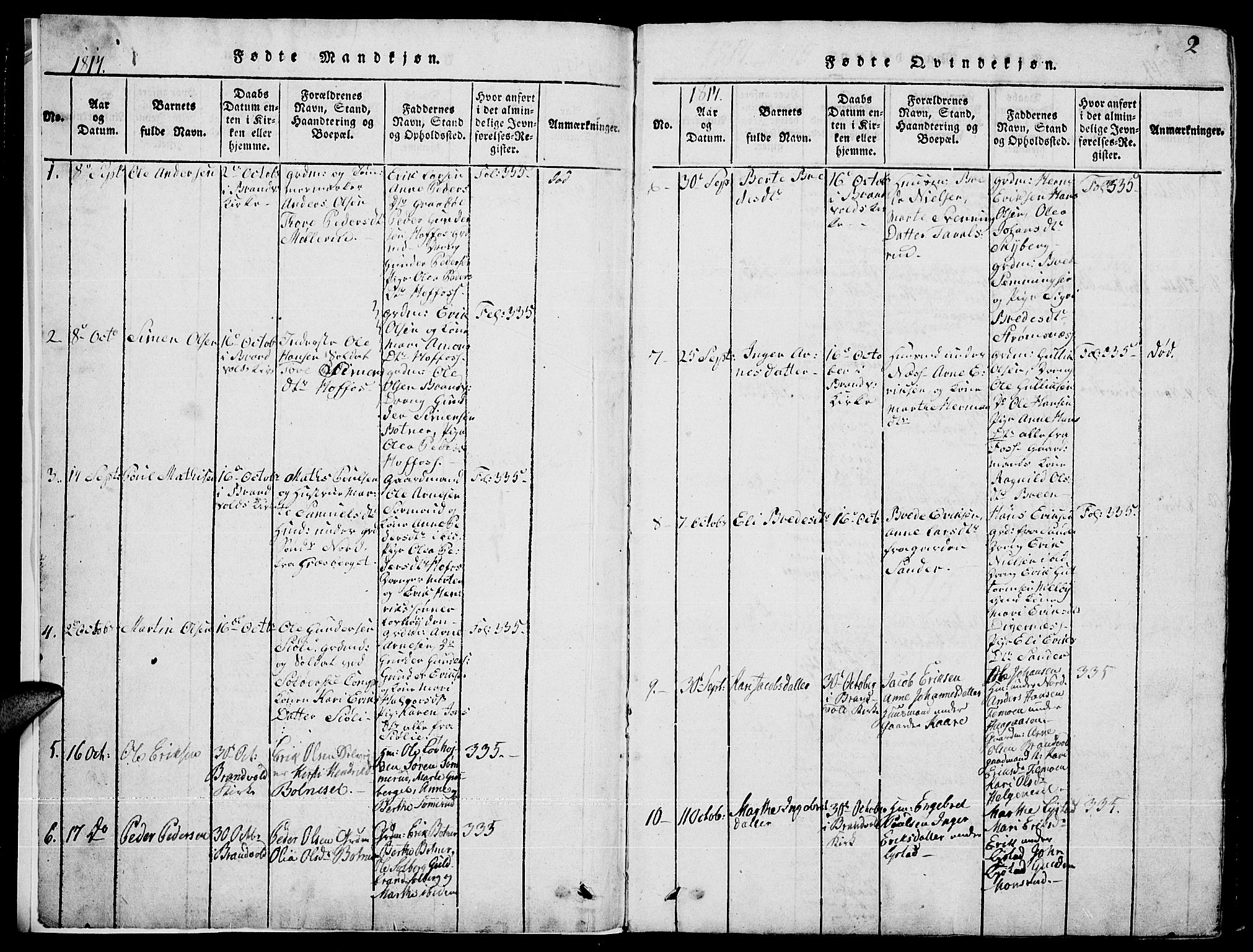 Grue prestekontor, AV/SAH-PREST-036/H/Ha/Hab/L0001: Parish register (copy) no. 1, 1814-1841, p. 2