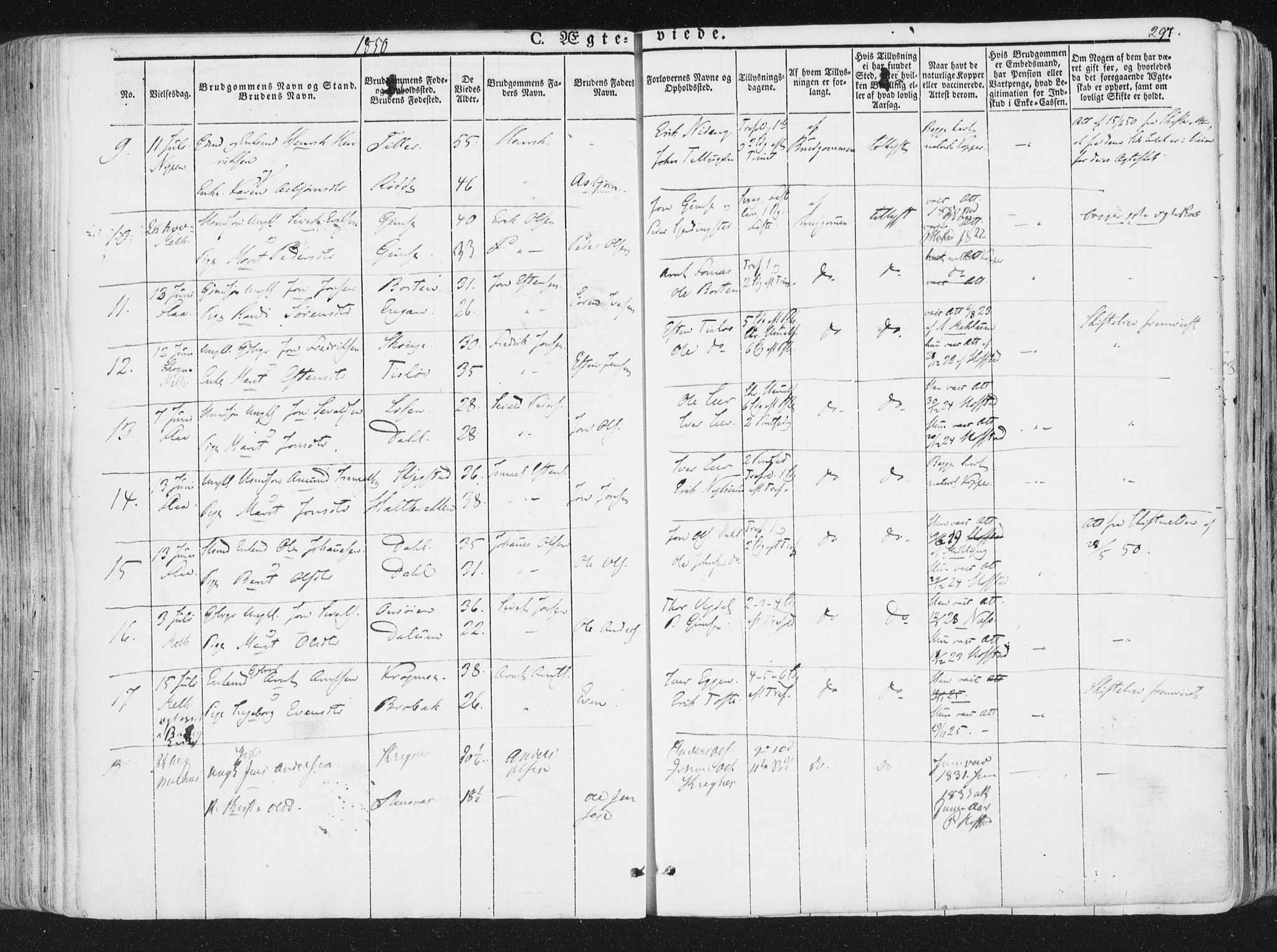 Ministerialprotokoller, klokkerbøker og fødselsregistre - Sør-Trøndelag, AV/SAT-A-1456/691/L1074: Parish register (official) no. 691A06, 1842-1852, p. 297