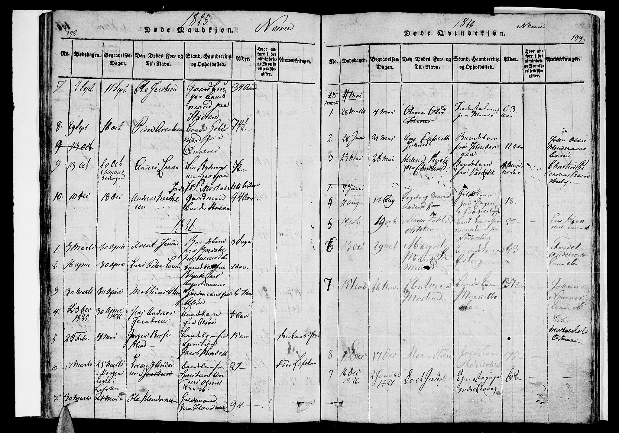 Ministerialprotokoller, klokkerbøker og fødselsregistre - Nordland, AV/SAT-A-1459/838/L0546: Parish register (official) no. 838A05 /1, 1820-1828, p. 198-199