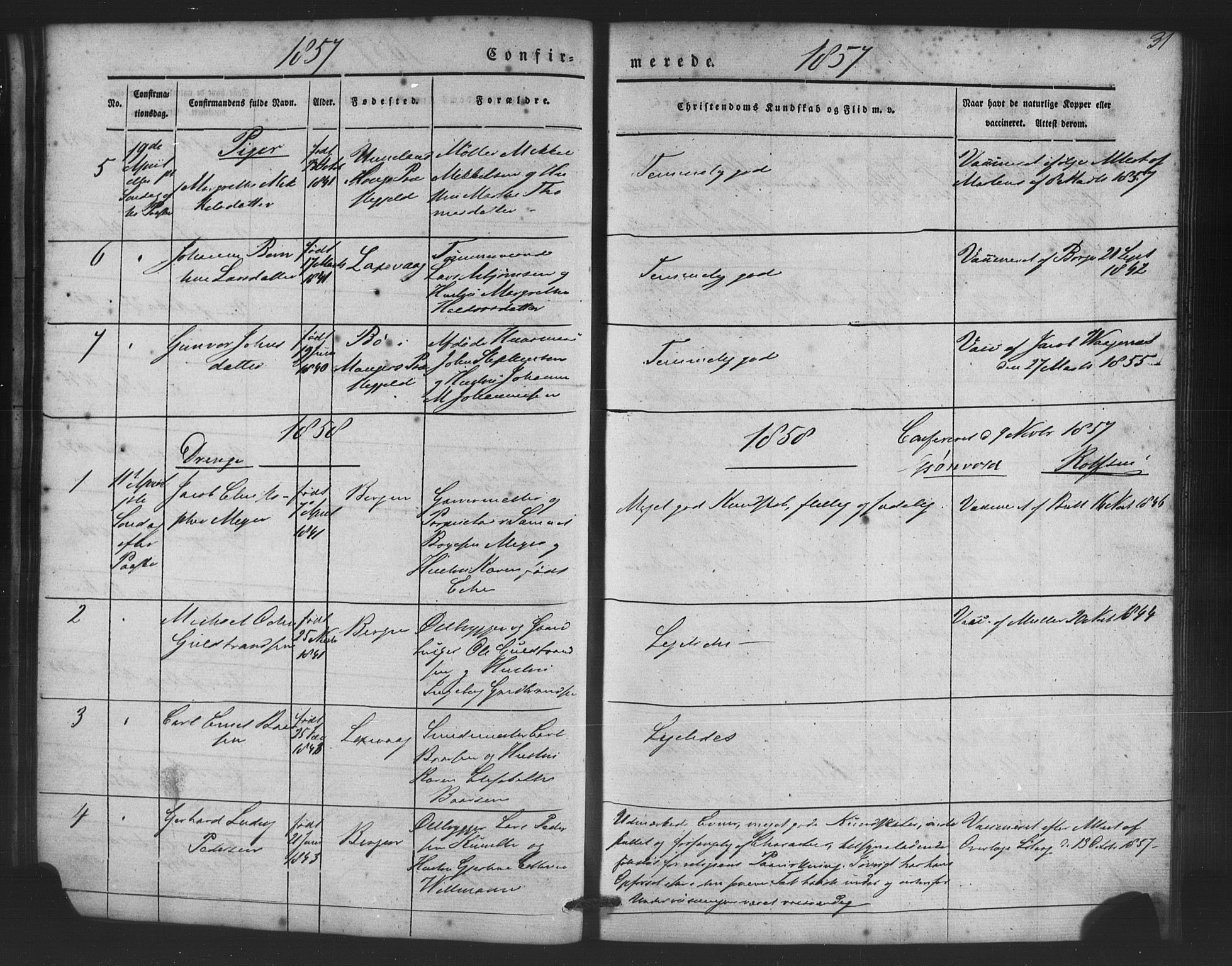 St. Jørgens hospital og Årstad sokneprestembete, SAB/A-99934: Parish register (copy) no. A 5, 1844-1871, p. 31