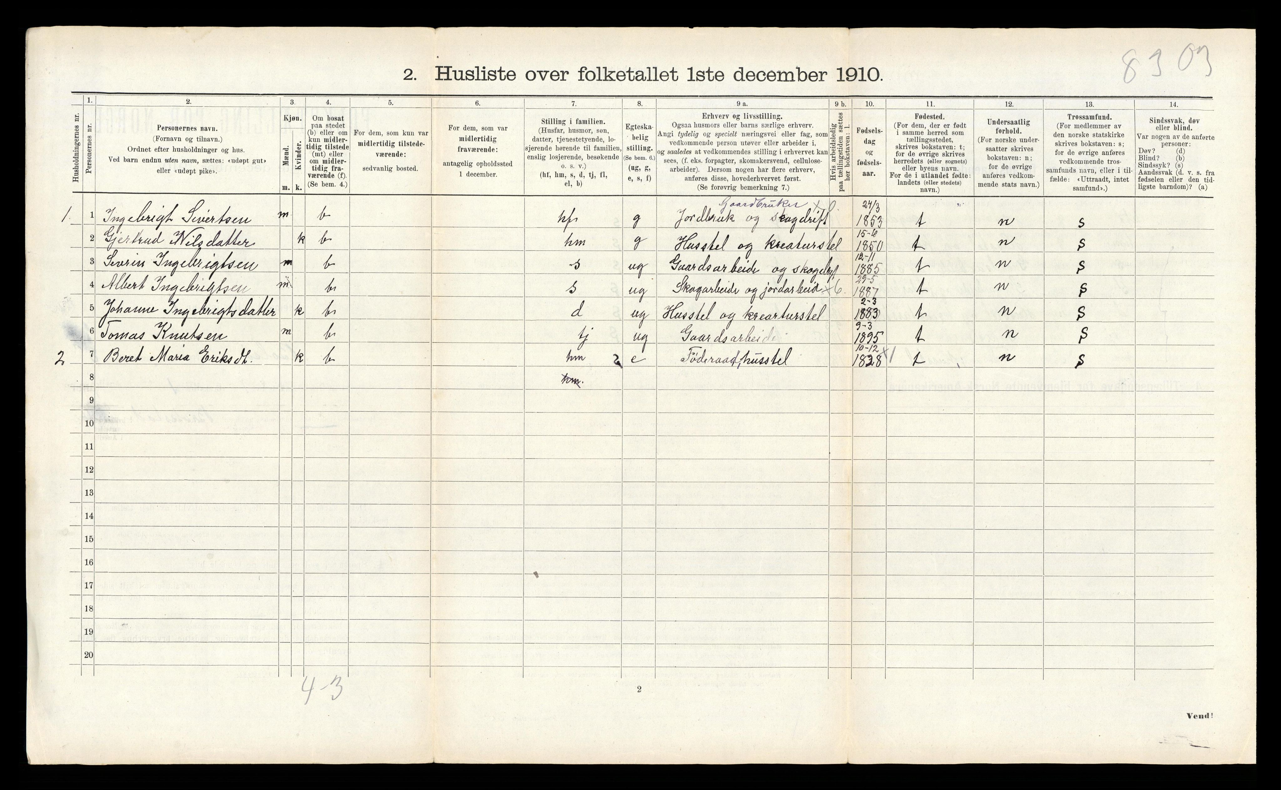 RA, 1910 census for Bolsøy, 1910, p. 1256