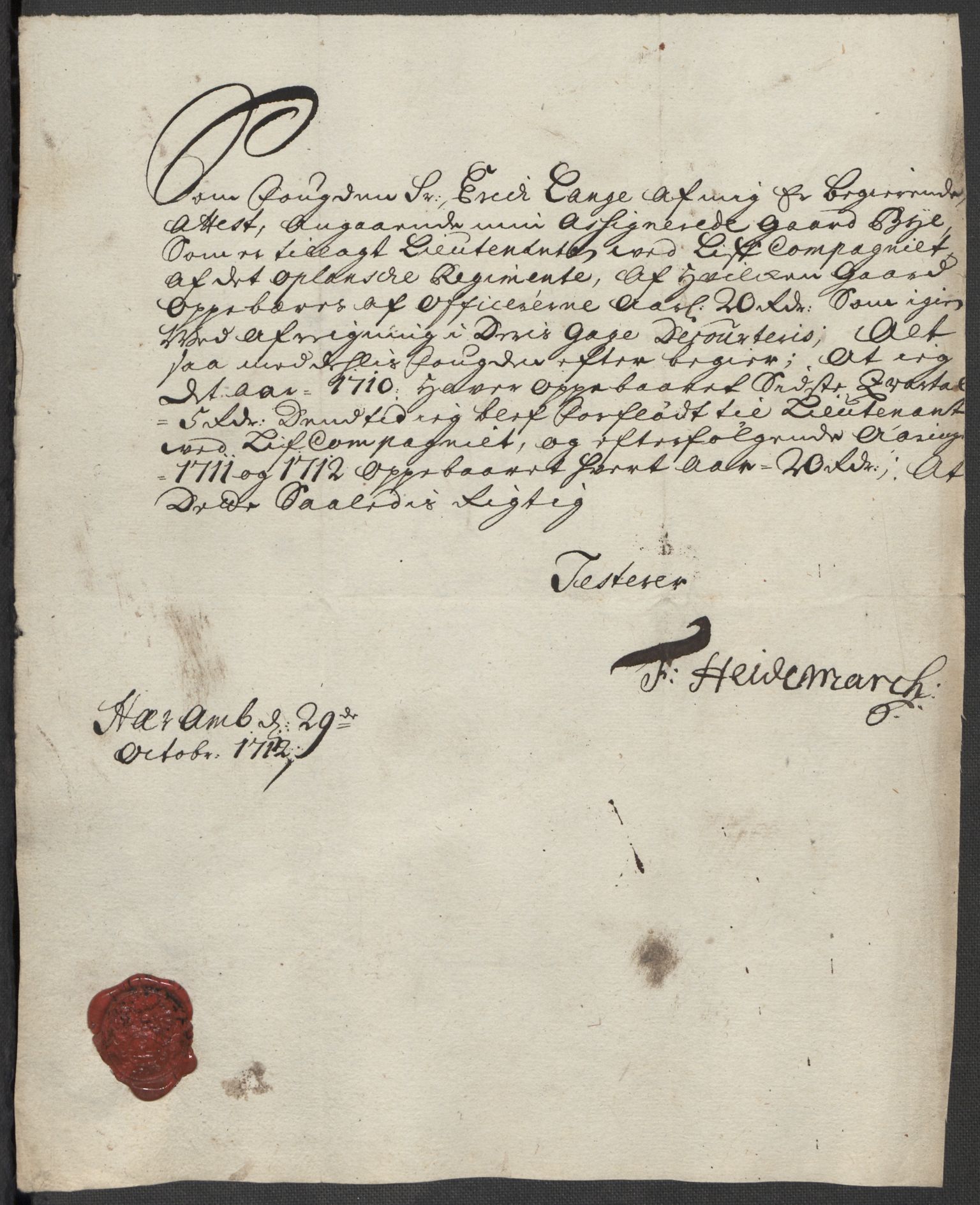 Rentekammeret inntil 1814, Reviderte regnskaper, Fogderegnskap, AV/RA-EA-4092/R16/L1049: Fogderegnskap Hedmark, 1712, p. 260