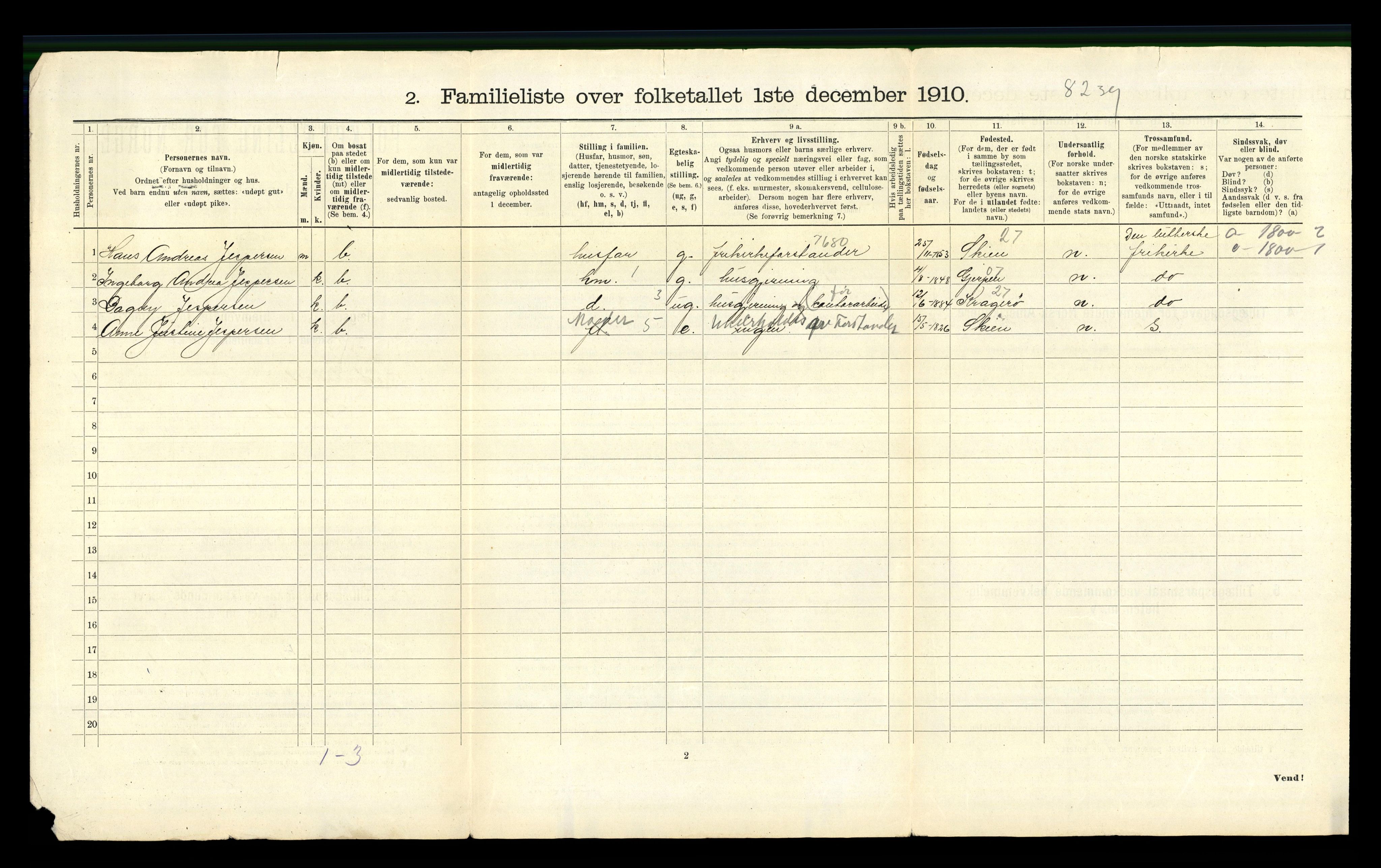 RA, 1910 census for Fredrikshald, 1910, p. 5181