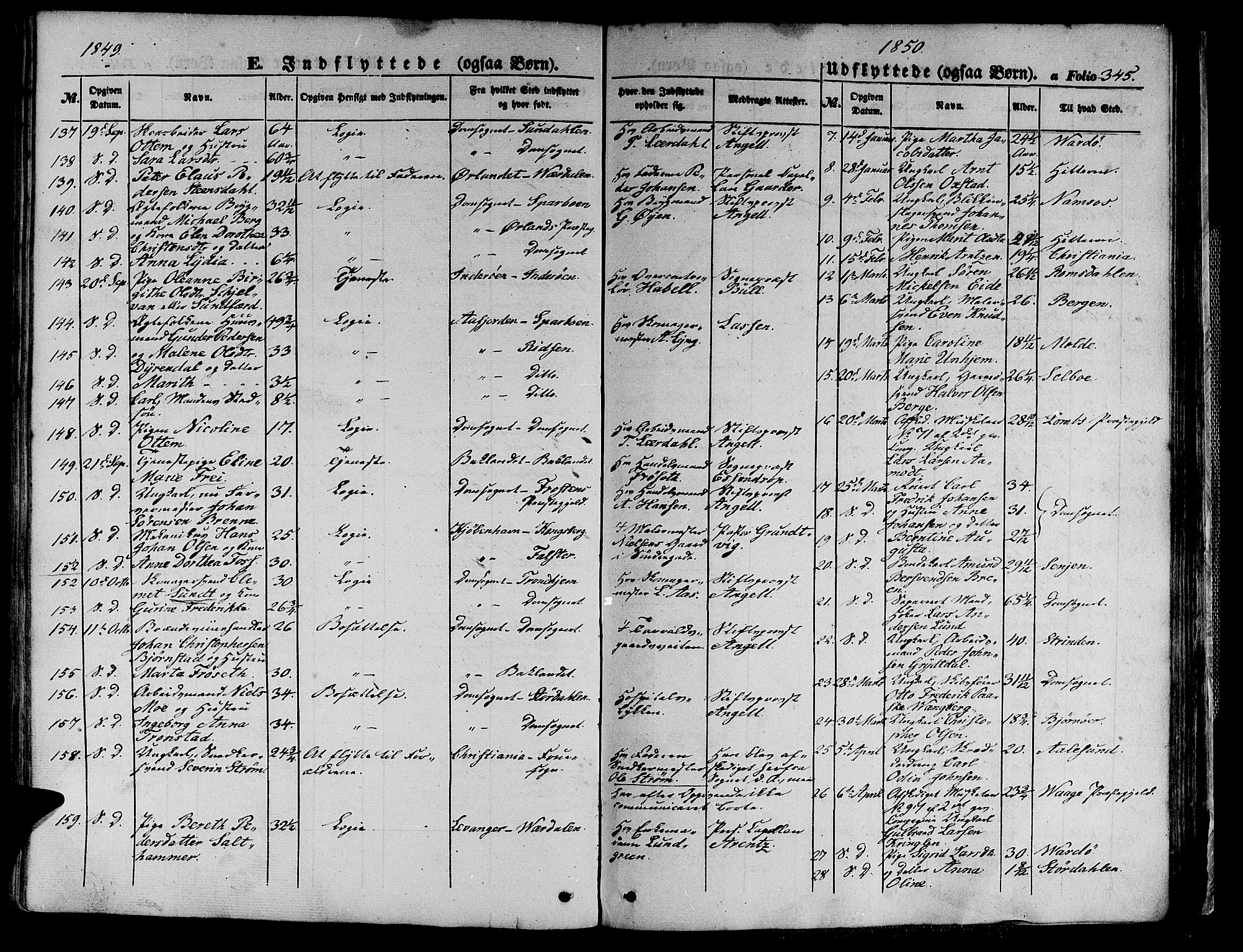 Ministerialprotokoller, klokkerbøker og fødselsregistre - Sør-Trøndelag, SAT/A-1456/602/L0137: Parish register (copy) no. 602C05, 1846-1856, p. 345