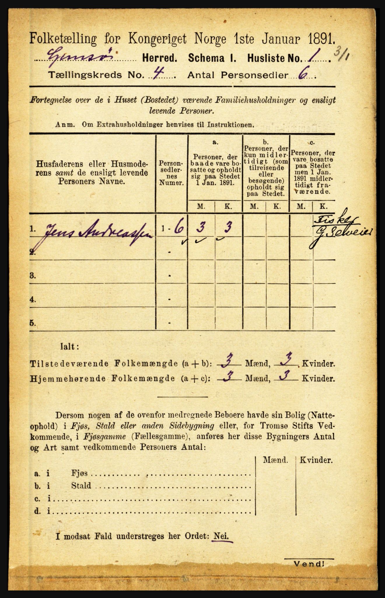 RA, 1891 census for 1864 Gimsøy, 1891, p. 607