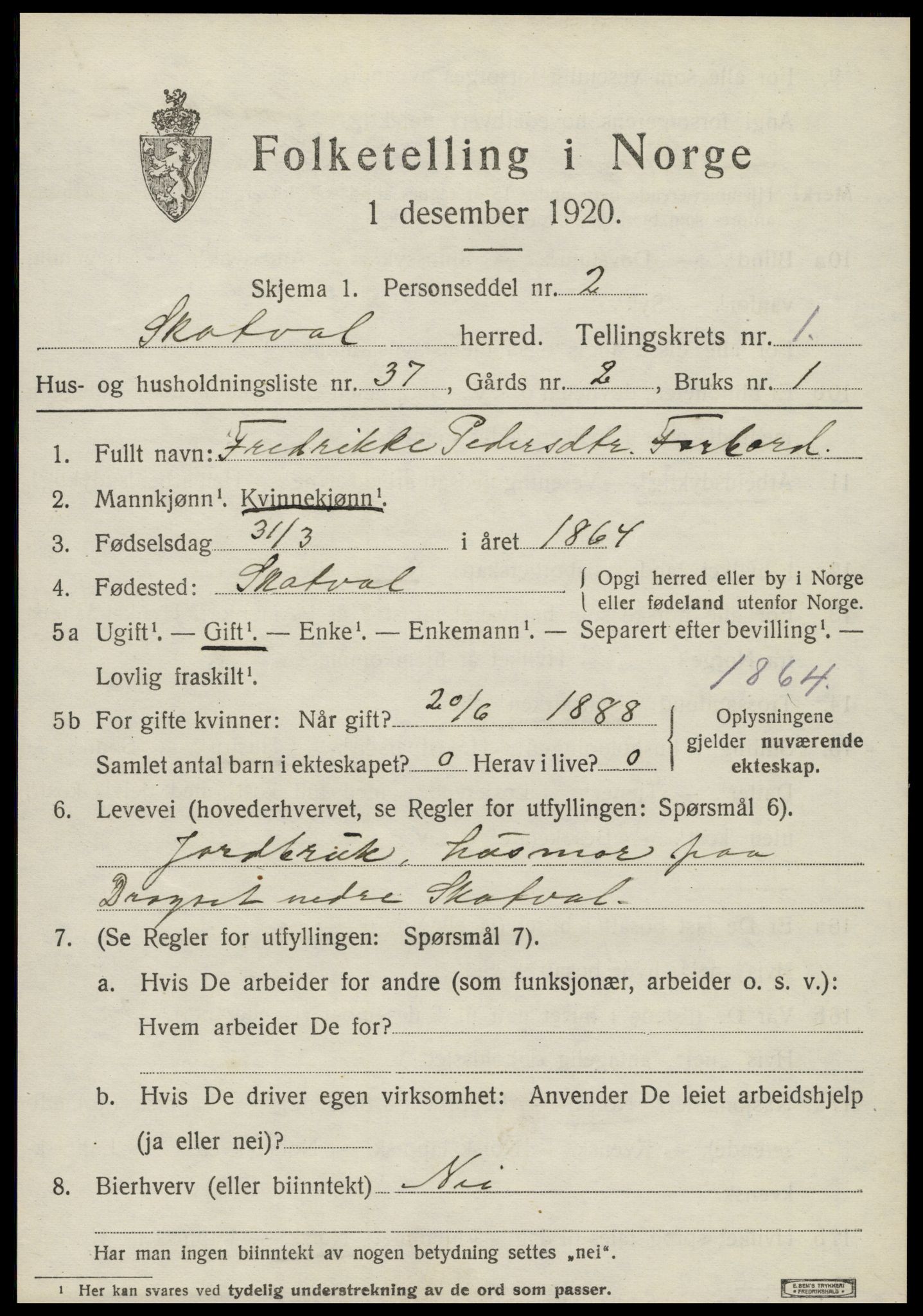 SAT, 1920 census for Skatval, 1920, p. 1145