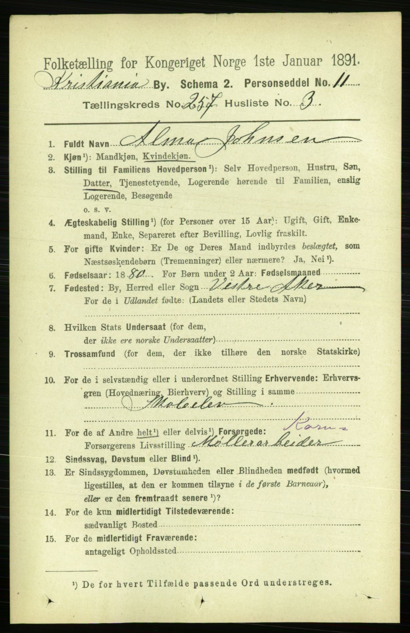 RA, 1891 census for 0301 Kristiania, 1891, p. 156550