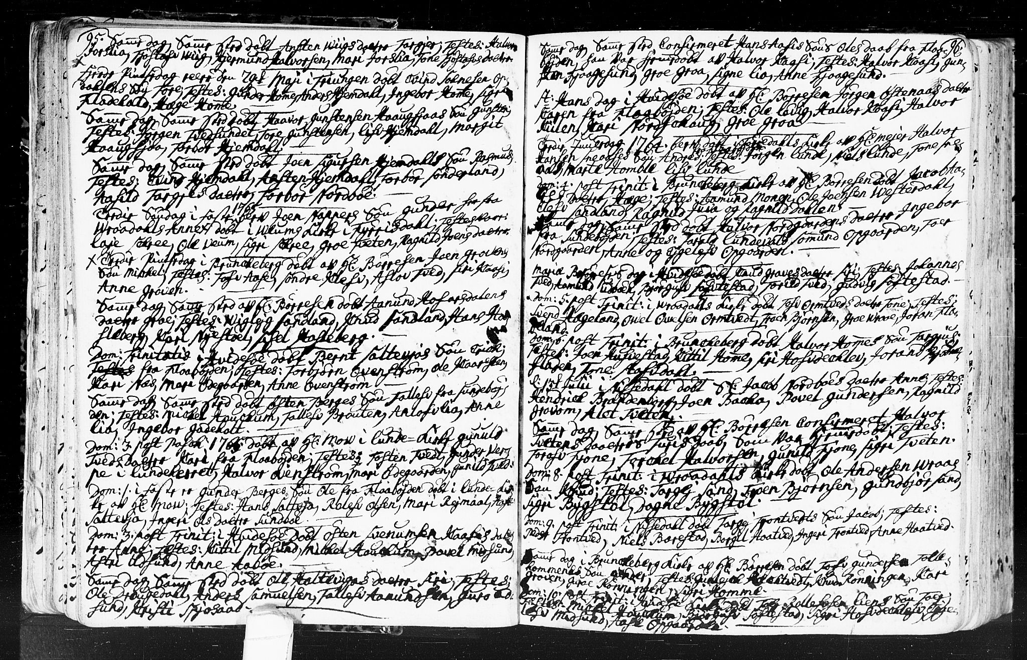 Kviteseid kirkebøker, SAKO/A-276/F/Fa/L0001: Parish register (official) no. I 1, 1754-1773, p. 95-96