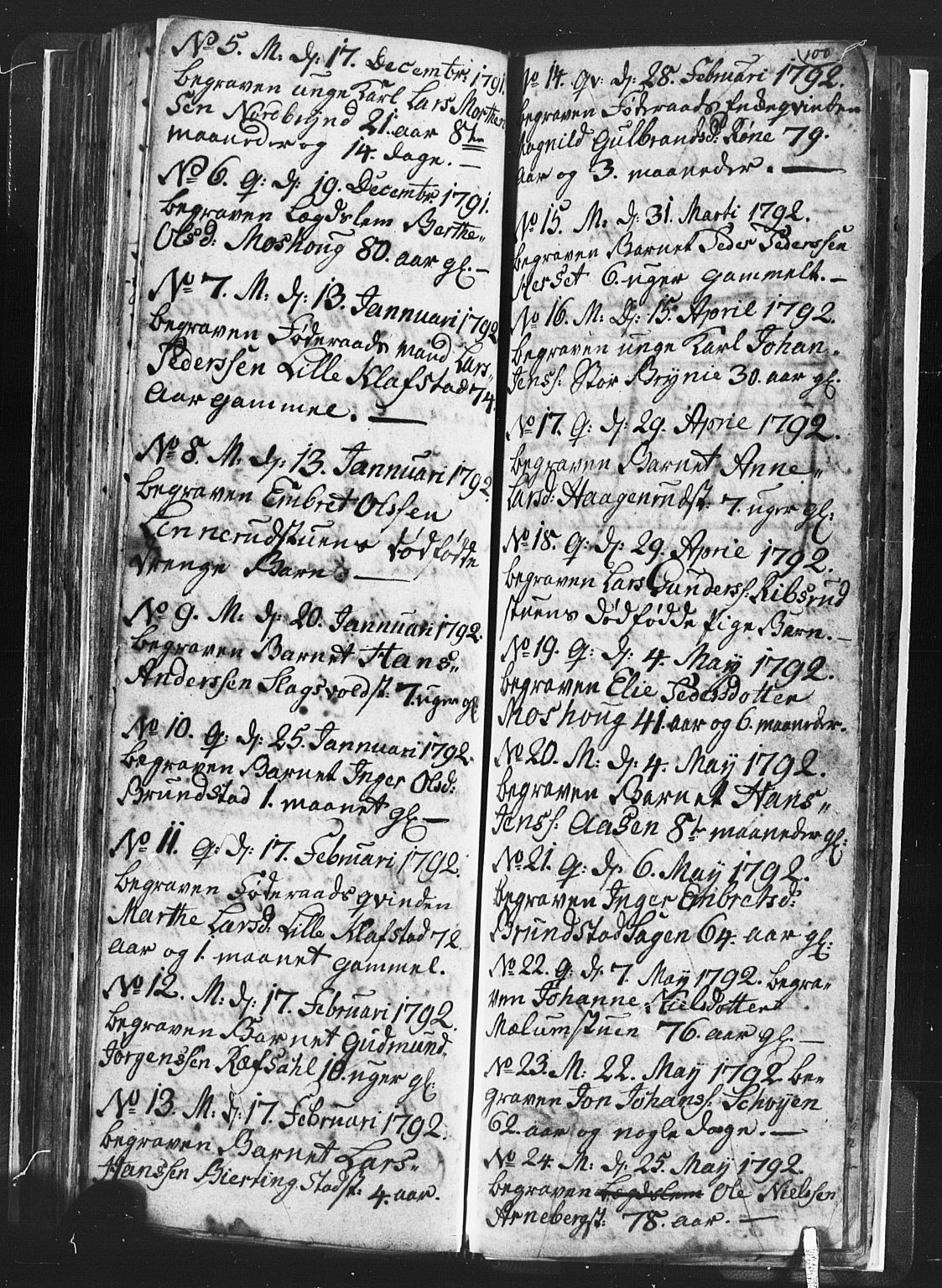 Romedal prestekontor, SAH/PREST-004/L/L0001: Parish register (copy) no. 1, 1785-1794, p. 100
