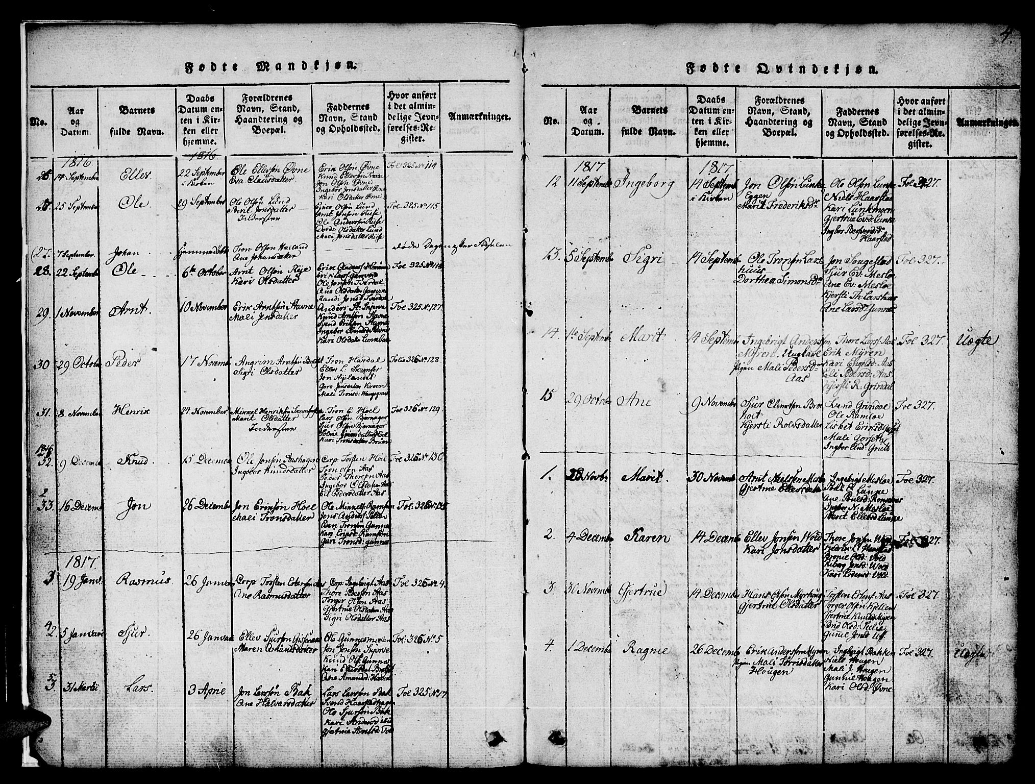 Ministerialprotokoller, klokkerbøker og fødselsregistre - Sør-Trøndelag, SAT/A-1456/674/L0874: Parish register (copy) no. 674C01, 1816-1860, p. 4