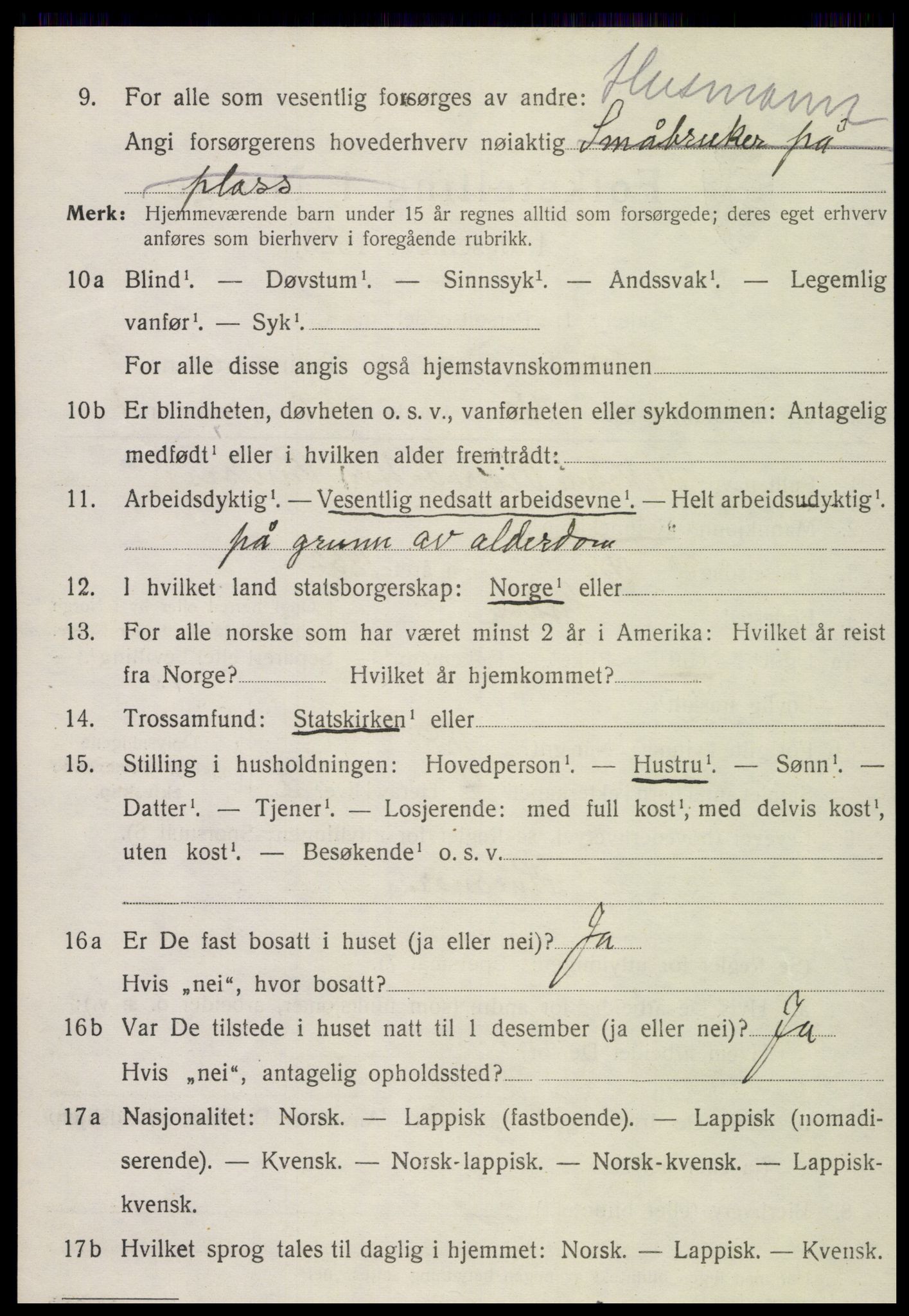 SAT, 1920 census for Snåsa, 1920, p. 4123