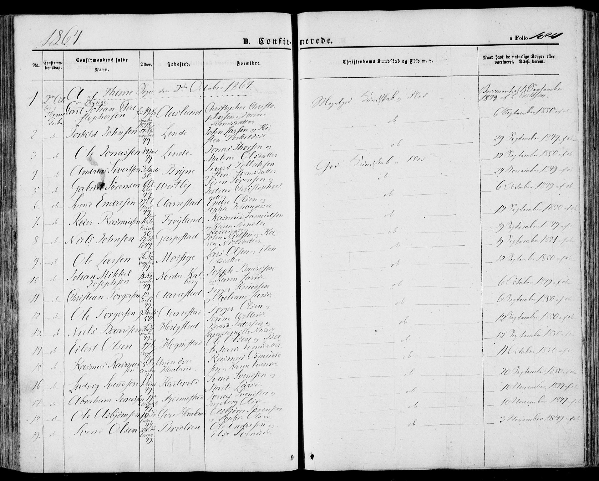 Lye sokneprestkontor, SAST/A-101794/001/30BA/L0007: Parish register (official) no. A 6, 1856-1871, p. 184