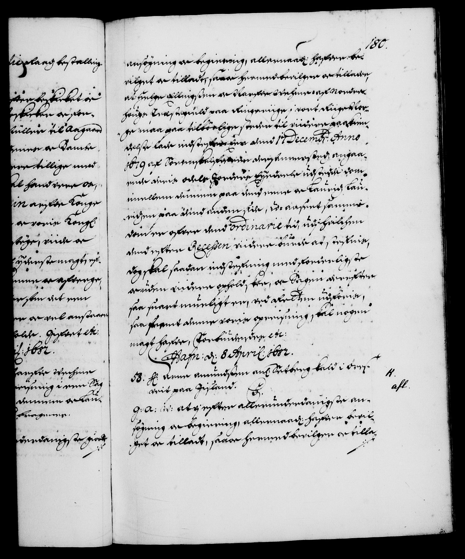 Danske Kanselli 1572-1799, RA/EA-3023/F/Fc/Fca/Fcaa/L0013: Norske registre (mikrofilm), 1681-1684, p. 180a
