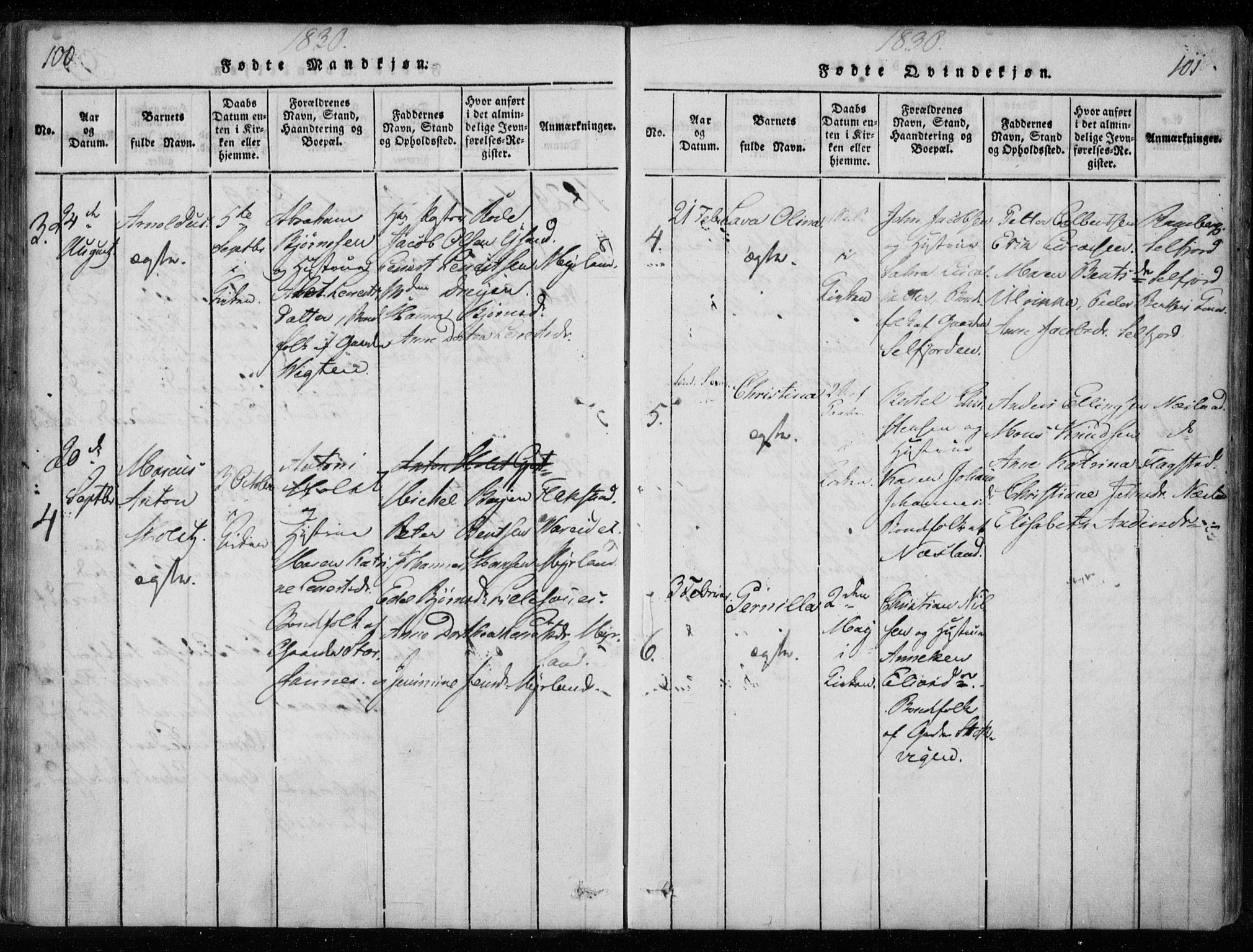 Ministerialprotokoller, klokkerbøker og fødselsregistre - Nordland, AV/SAT-A-1459/885/L1201: Parish register (official) no. 885A02, 1820-1837, p. 100-101