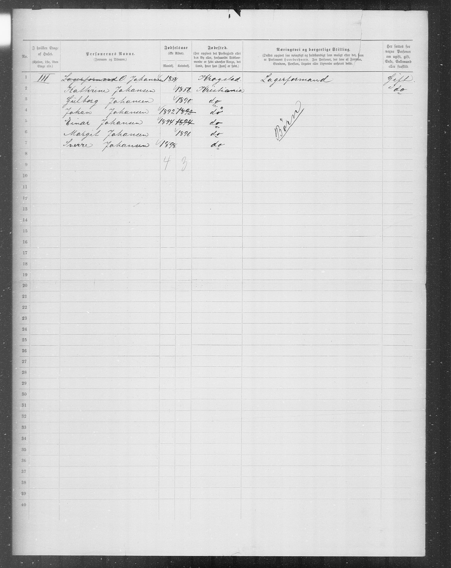 OBA, Municipal Census 1899 for Kristiania, 1899, p. 7547