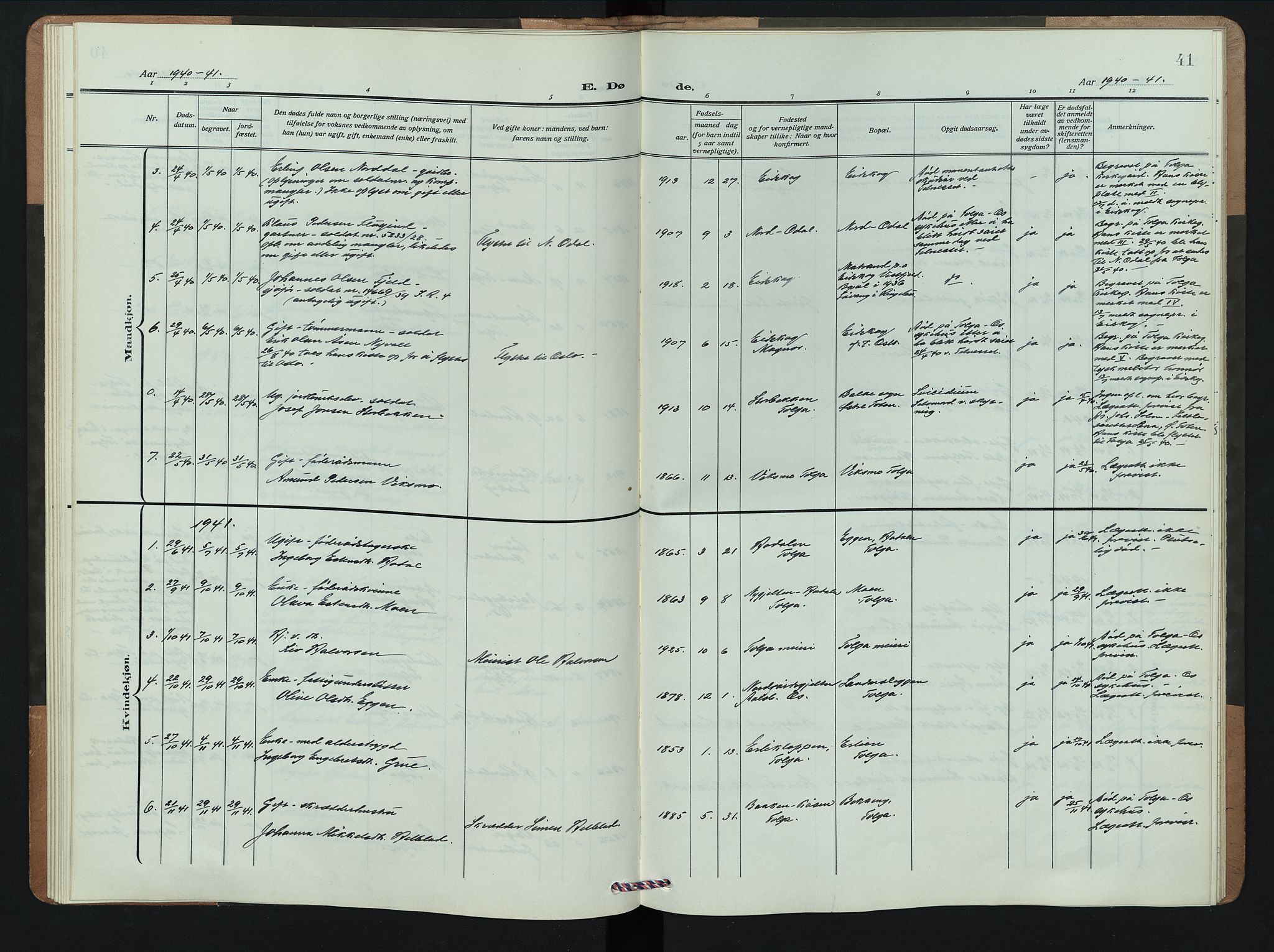 Tolga prestekontor, AV/SAH-PREST-062/L/L0012: Parish register (copy) no. 12, 1908-1948, p. 41