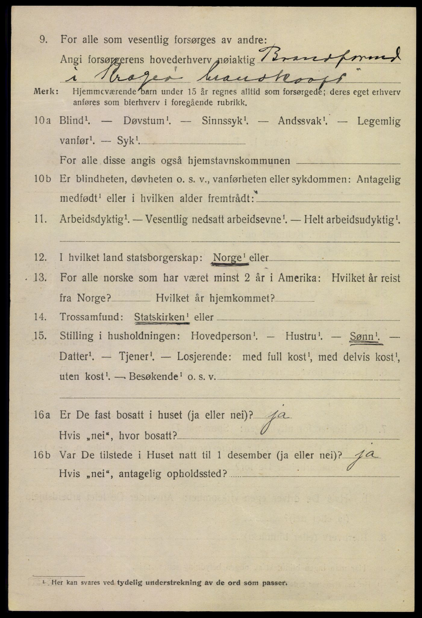 SAKO, 1920 census for Kragerø, 1920, p. 5462
