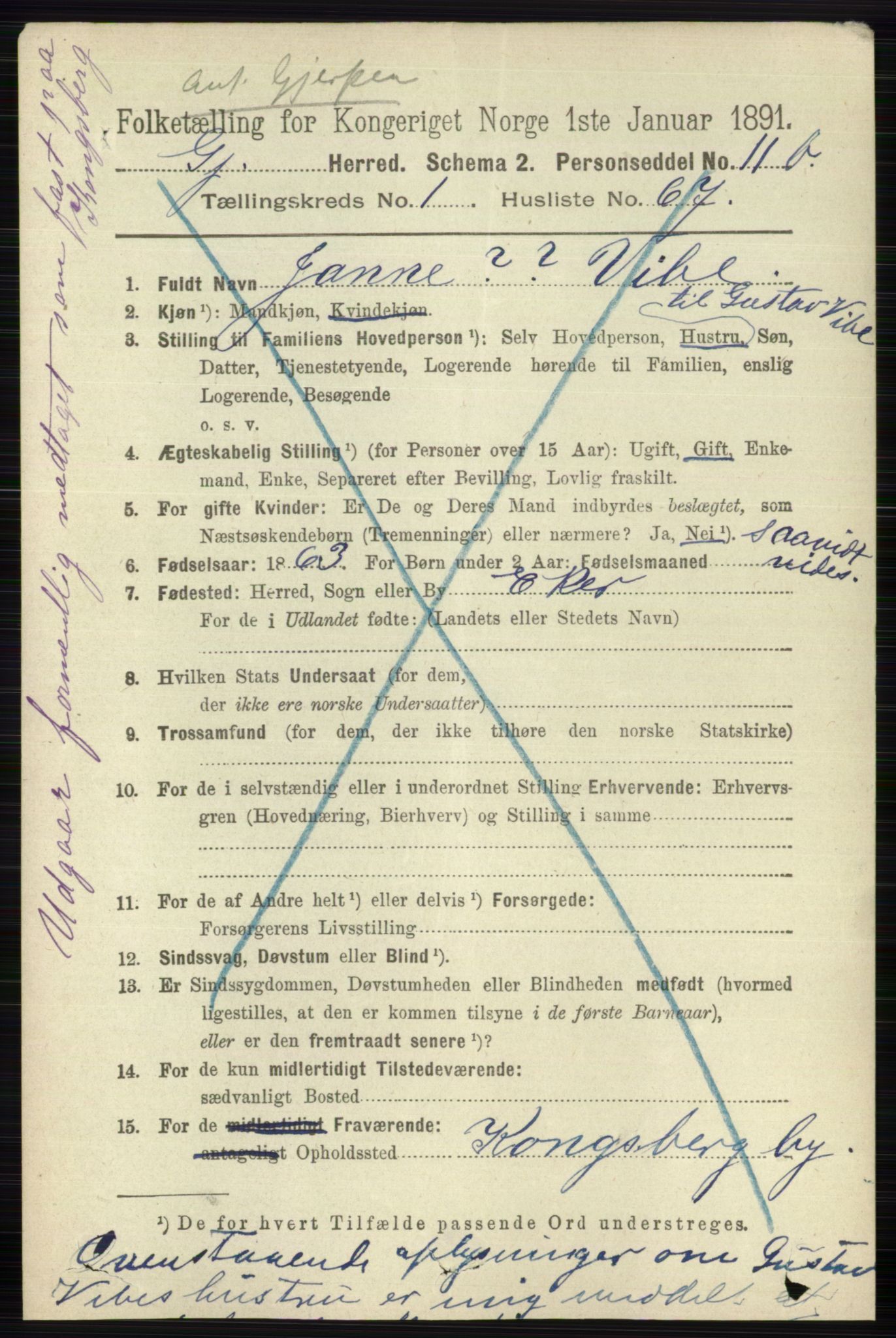 RA, 1891 census for 0812 Gjerpen, 1891, p. 640