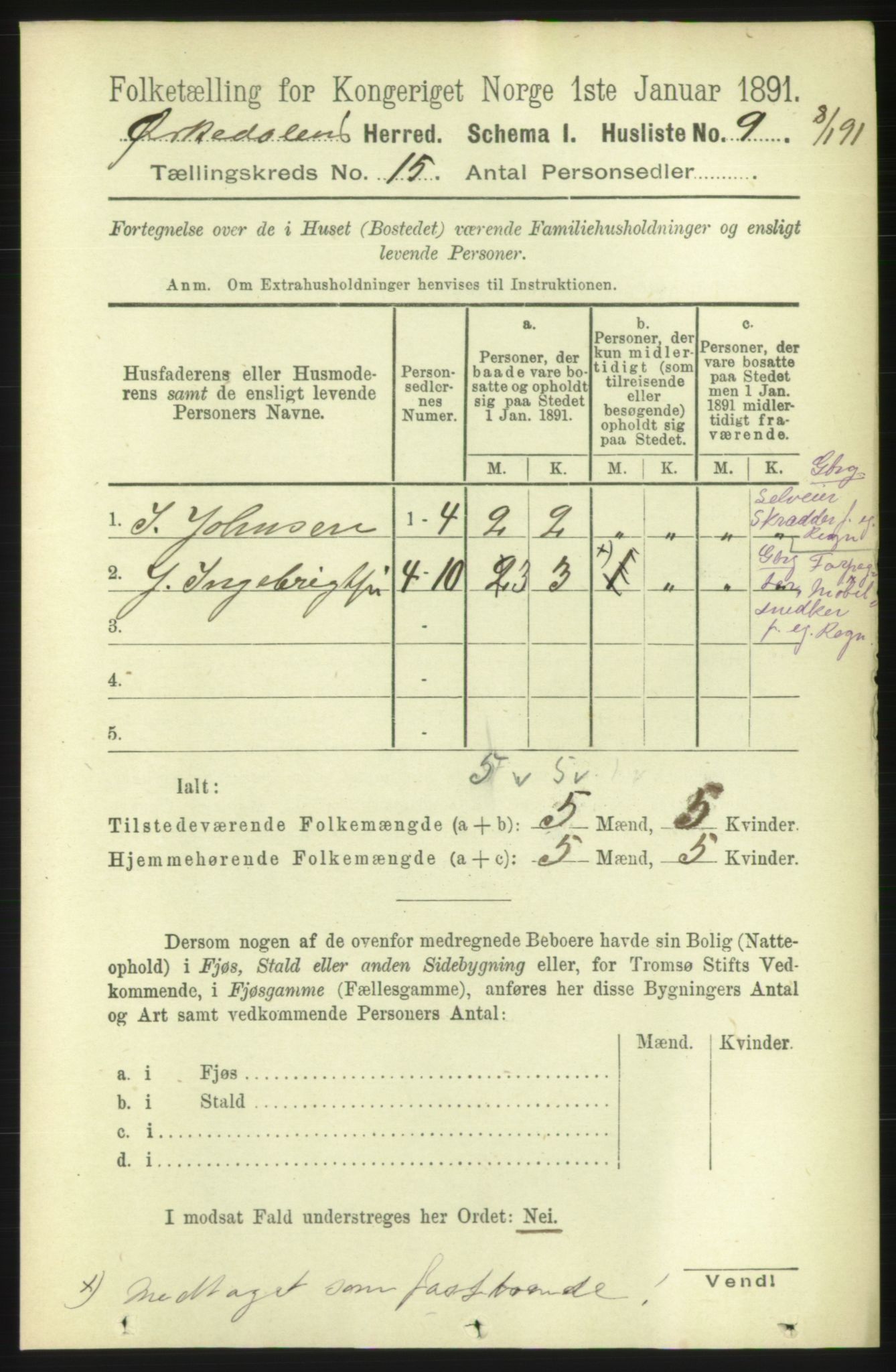 RA, 1891 census for 1638 Orkdal, 1891, p. 6848