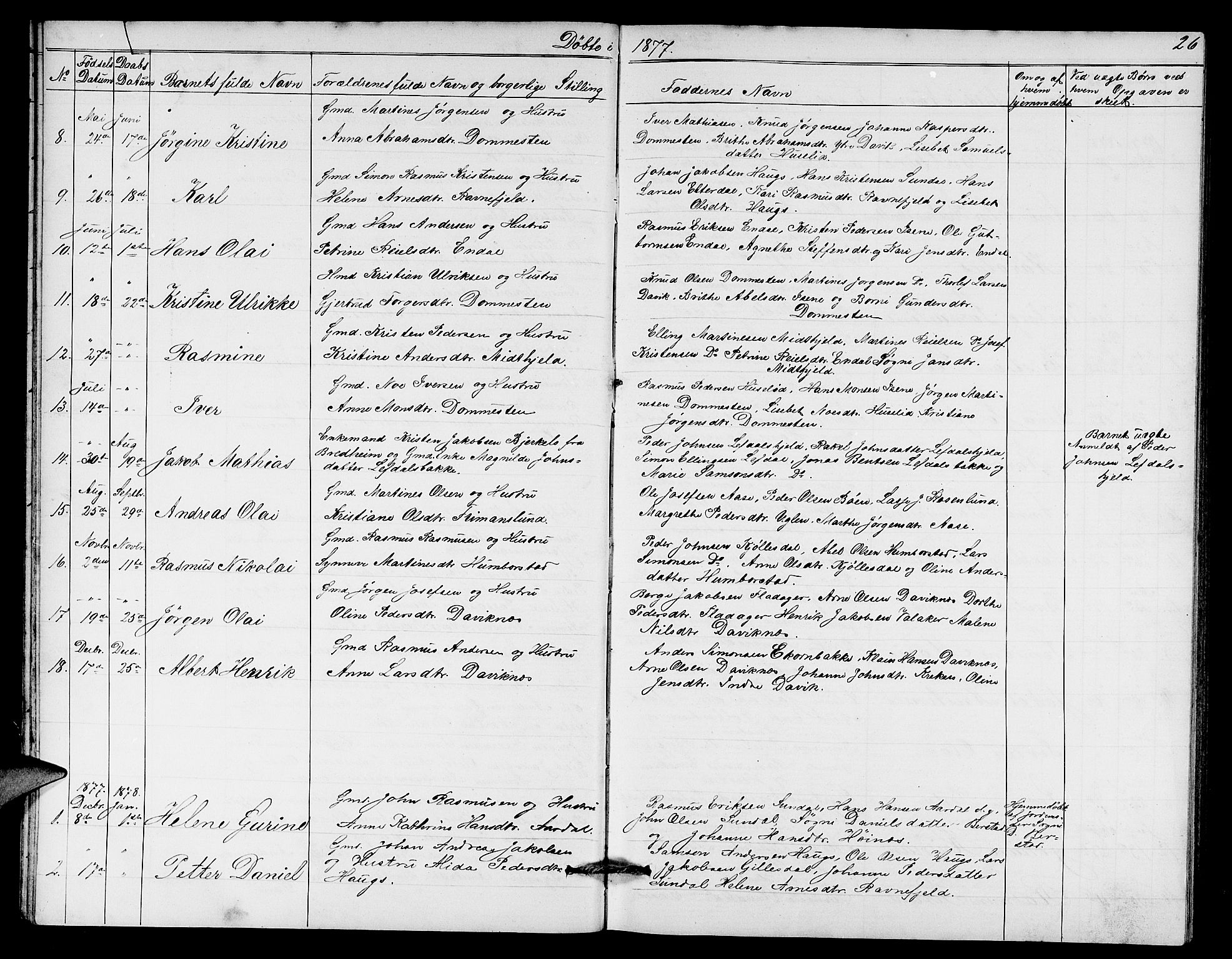 Davik sokneprestembete, AV/SAB-A-79701/H/Hab/Haba/L0001: Parish register (copy) no. A 1, 1866-1889, p. 26