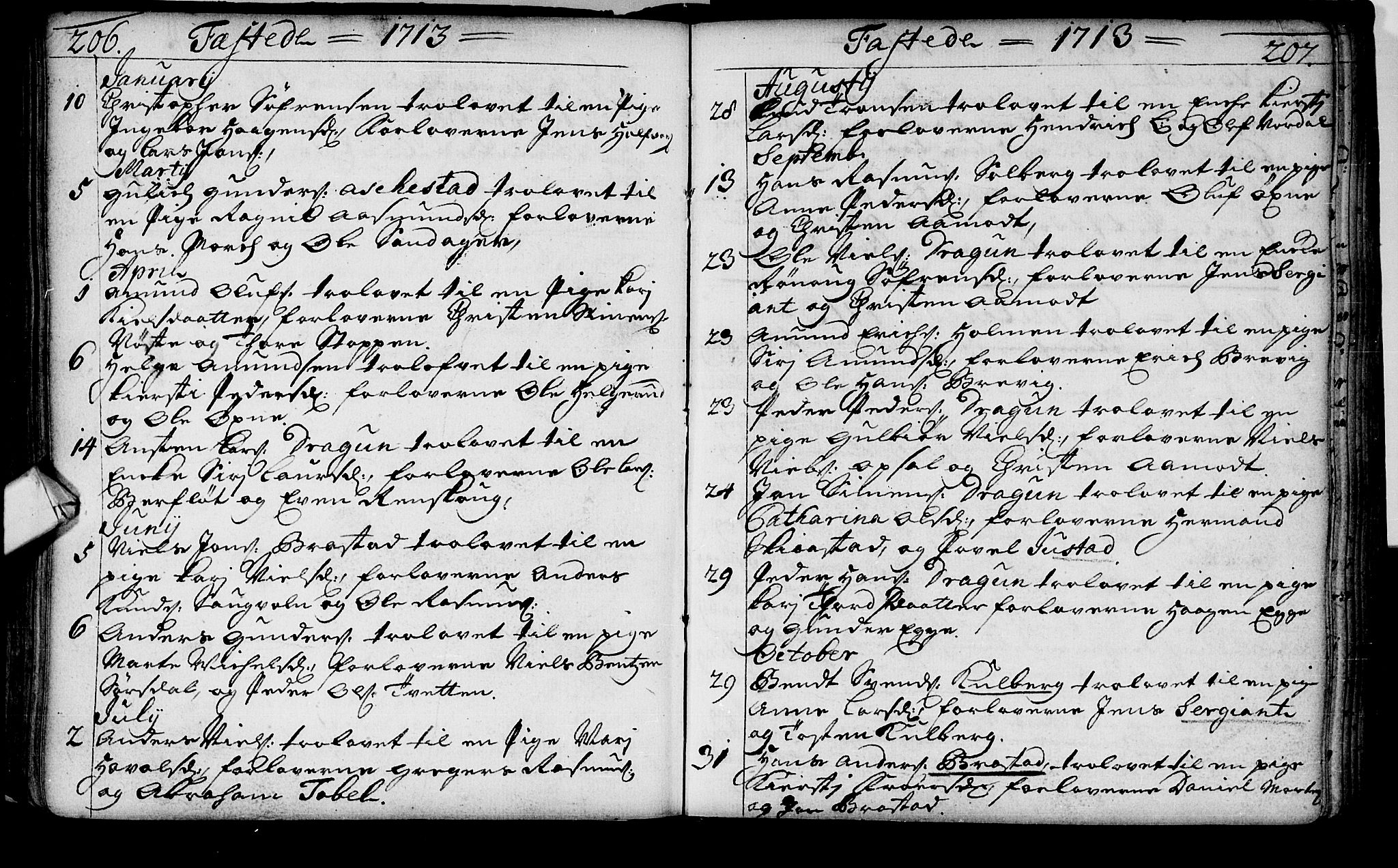 Lier kirkebøker, AV/SAKO-A-230/F/Fa/L0002: Parish register (official) no. I 2, 1701-1726, p. 206-207