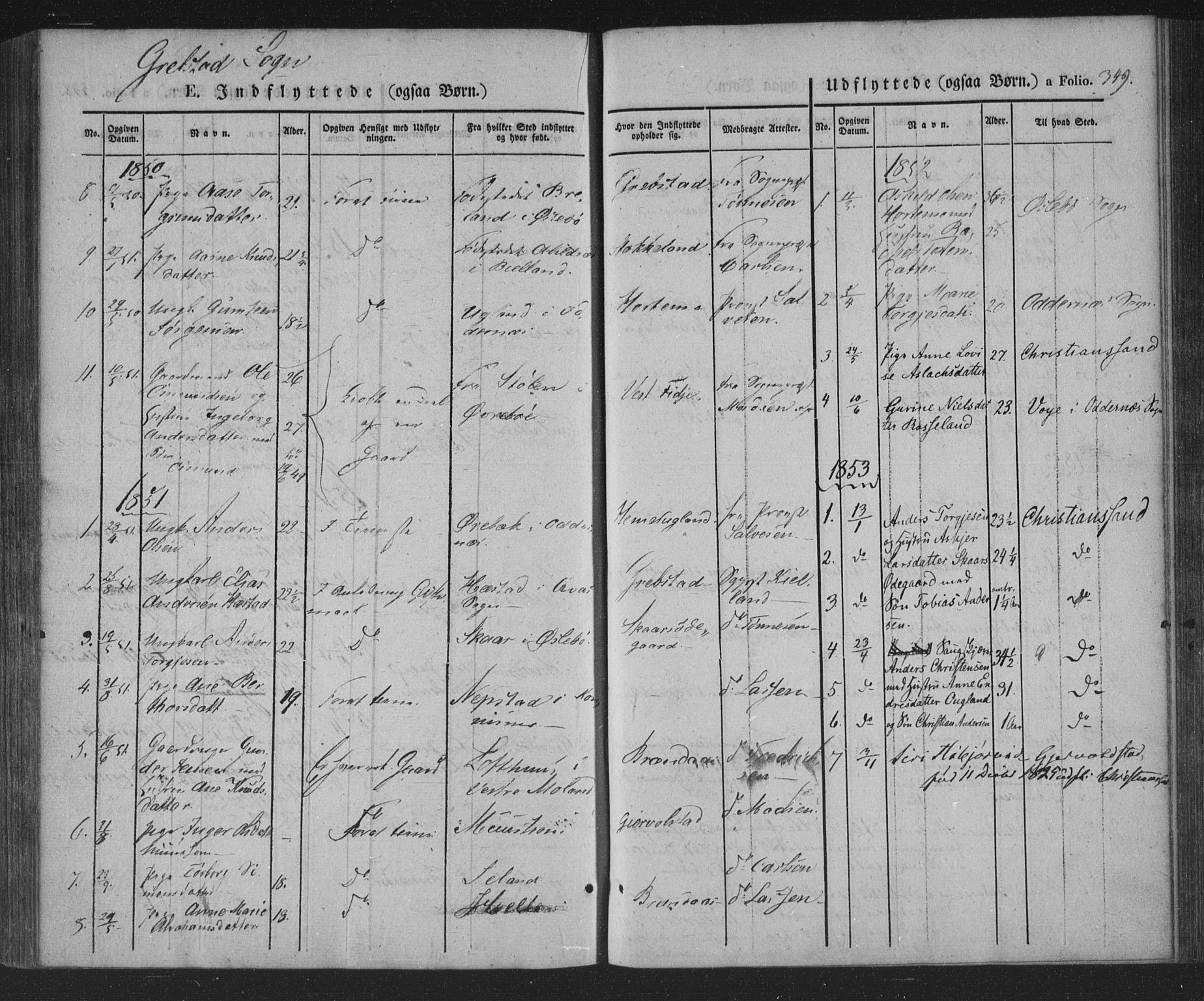 Søgne sokneprestkontor, AV/SAK-1111-0037/F/Fa/Fab/L0009: Parish register (official) no. A 9, 1838-1853, p. 349