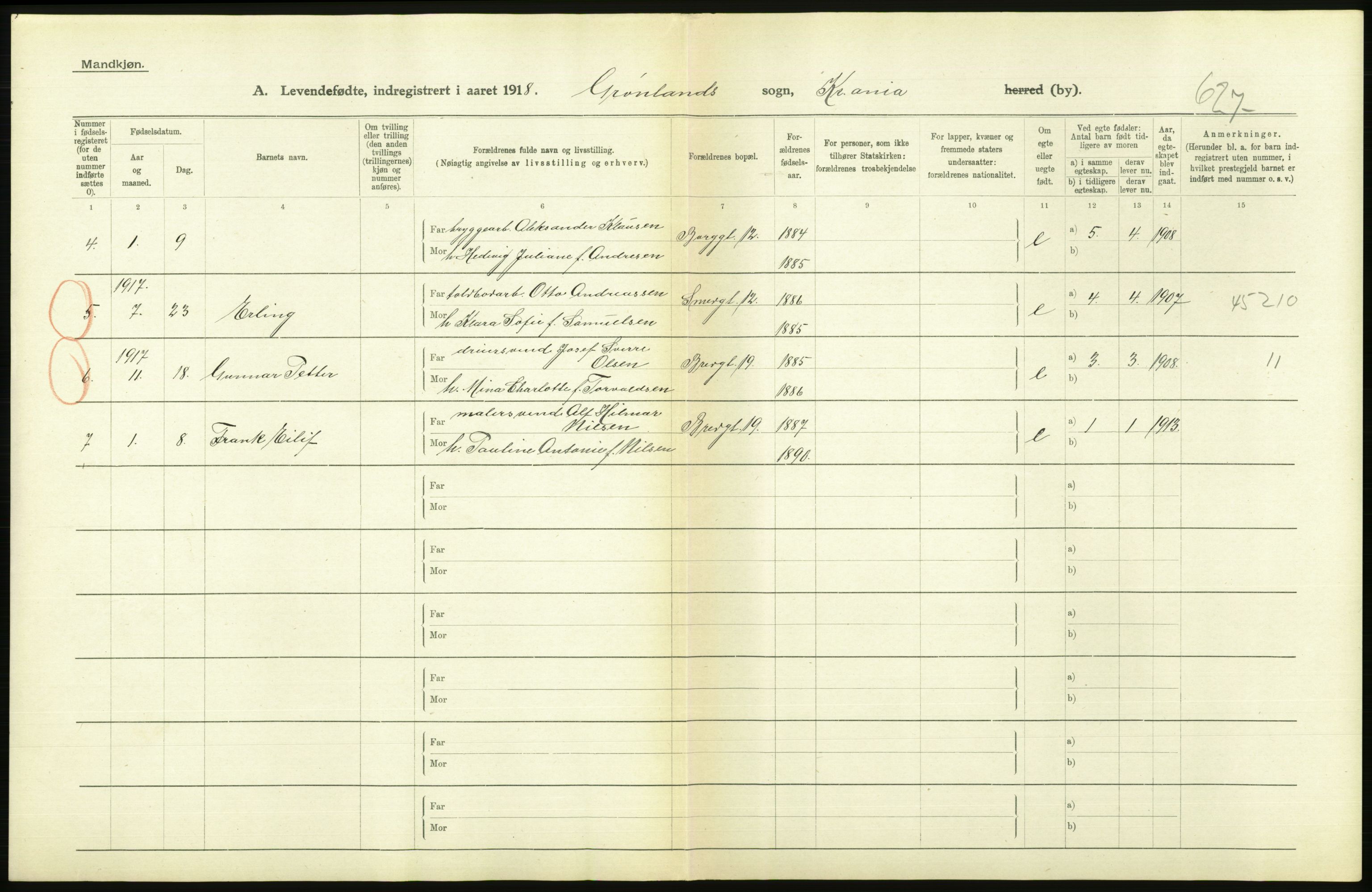 Statistisk sentralbyrå, Sosiodemografiske emner, Befolkning, RA/S-2228/D/Df/Dfb/Dfbh/L0008: Kristiania: Levendefødte menn og kvinner., 1918, p. 750