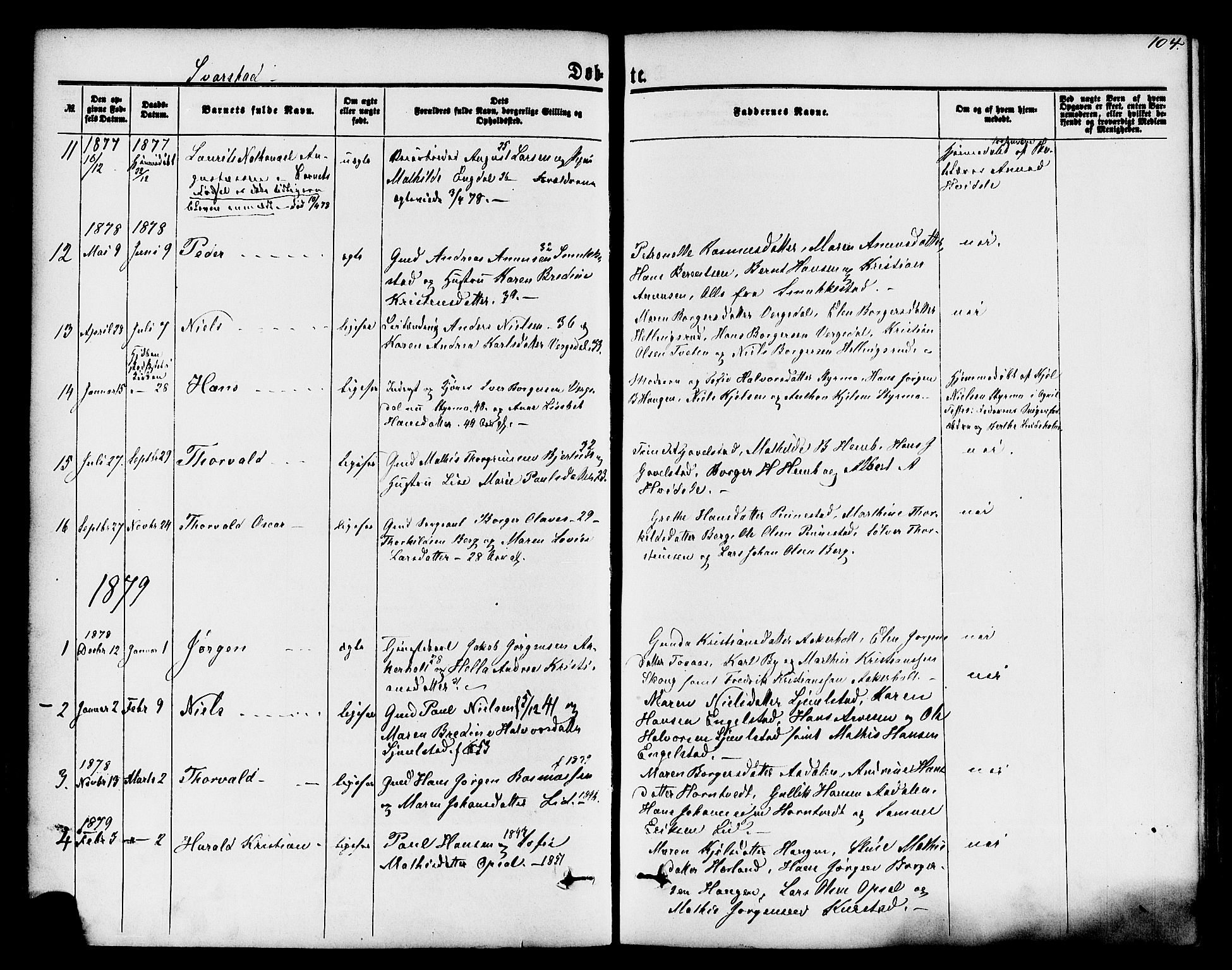 Lardal kirkebøker, AV/SAKO-A-350/F/Fa/L0007: Parish register (official) no. I 7, 1861-1880, p. 104