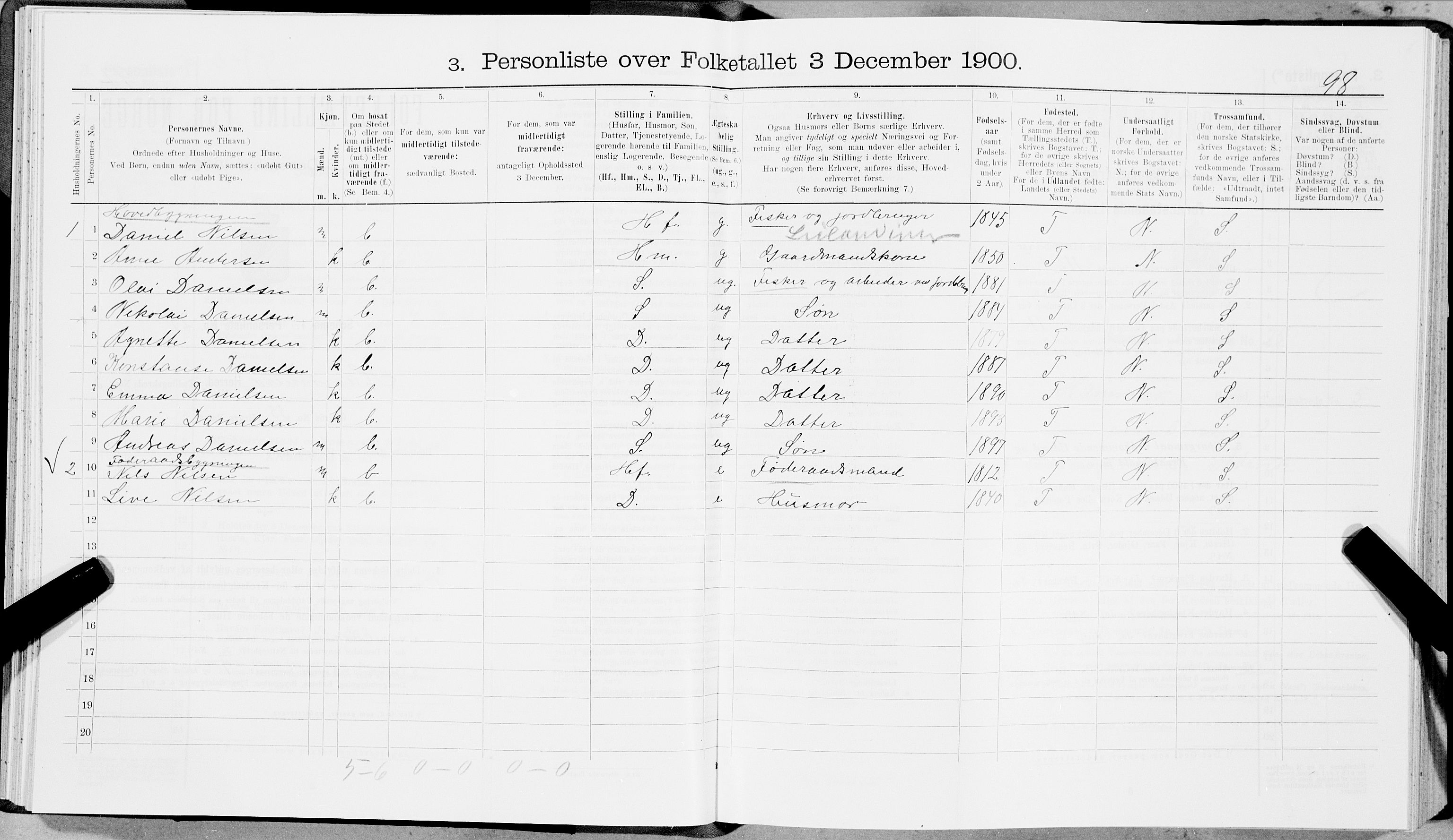 SAT, 1900 census for Hamarøy, 1900, p. 587