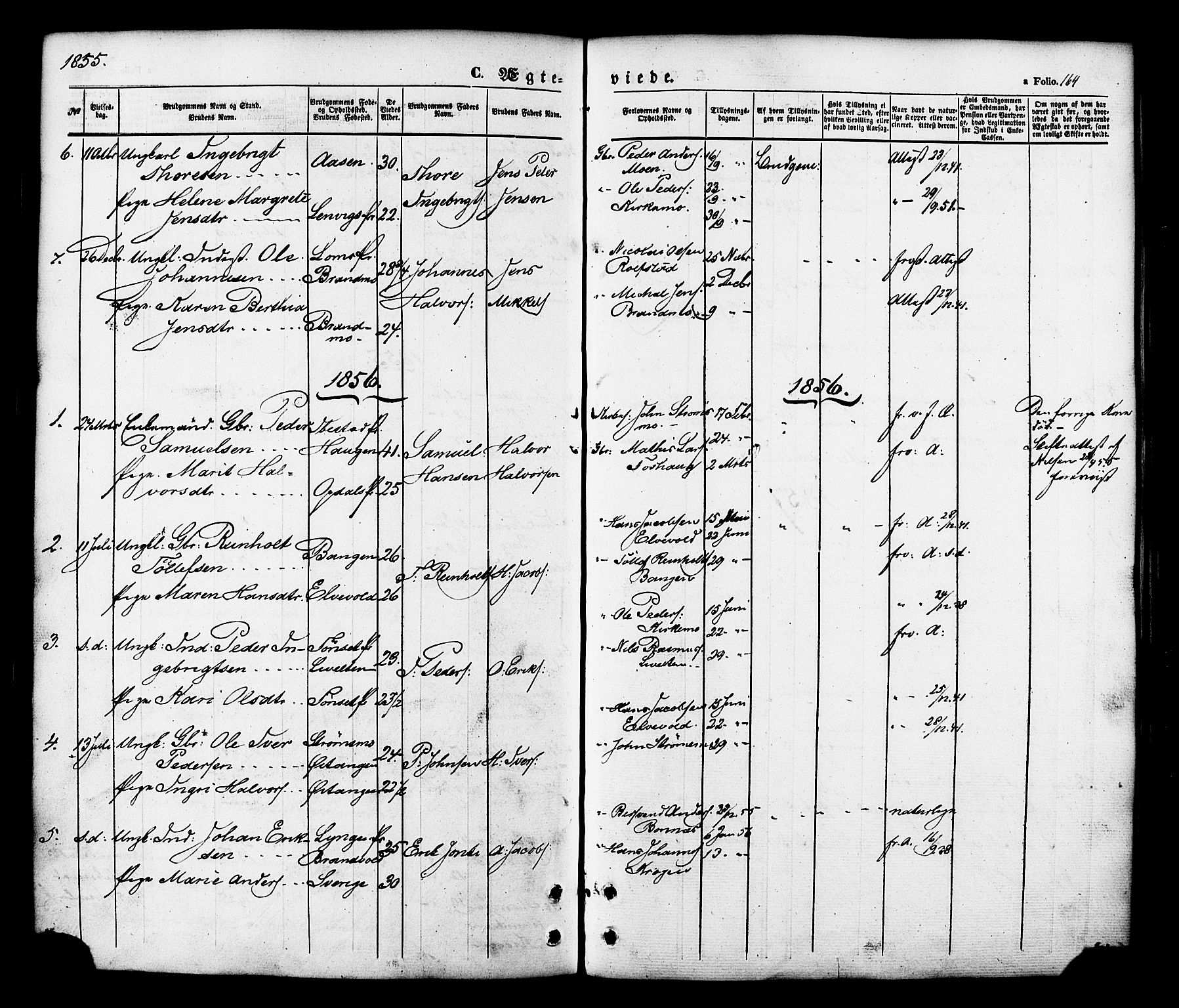 Målselv sokneprestembete, AV/SATØ-S-1311/G/Ga/Gaa/L0008kirke: Parish register (official) no. 8, 1851-1877, p. 164